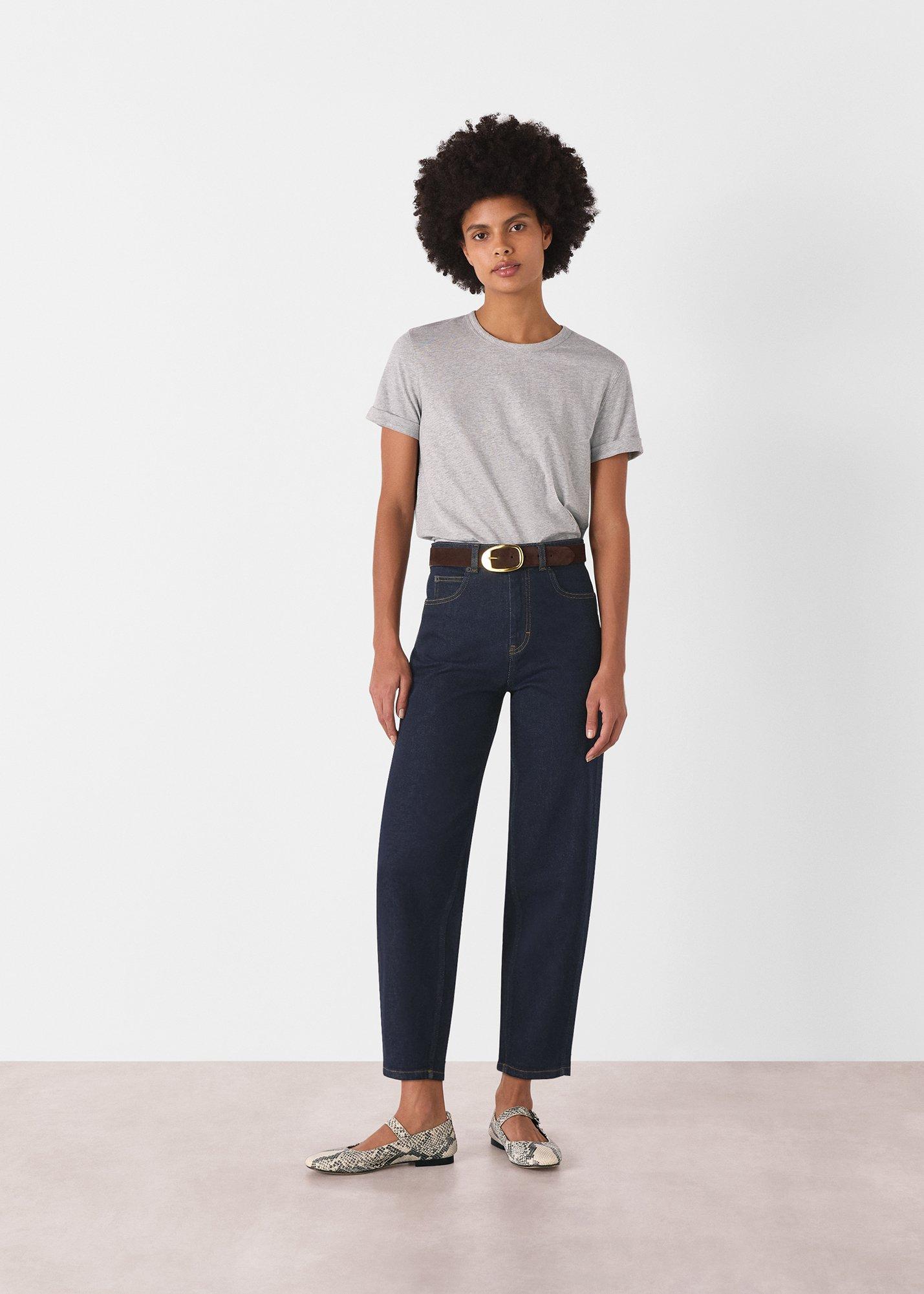 Dark Denim Stretch Barrel Leg Jean