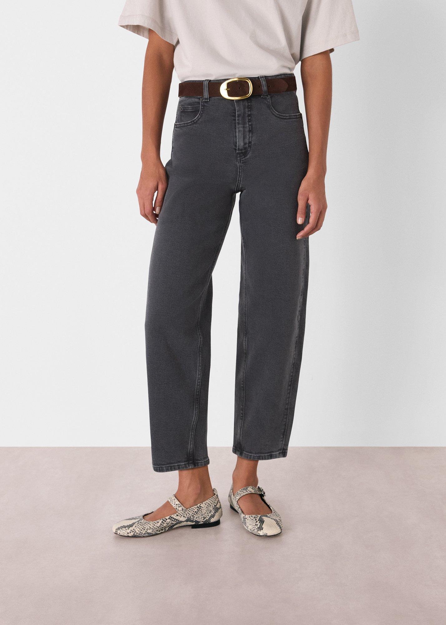 Grey Stretch Barrel Leg Jean