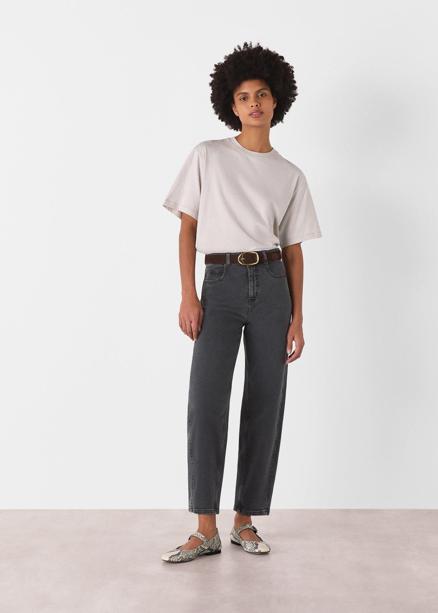 Grey Stretch Barrel Leg Jean
