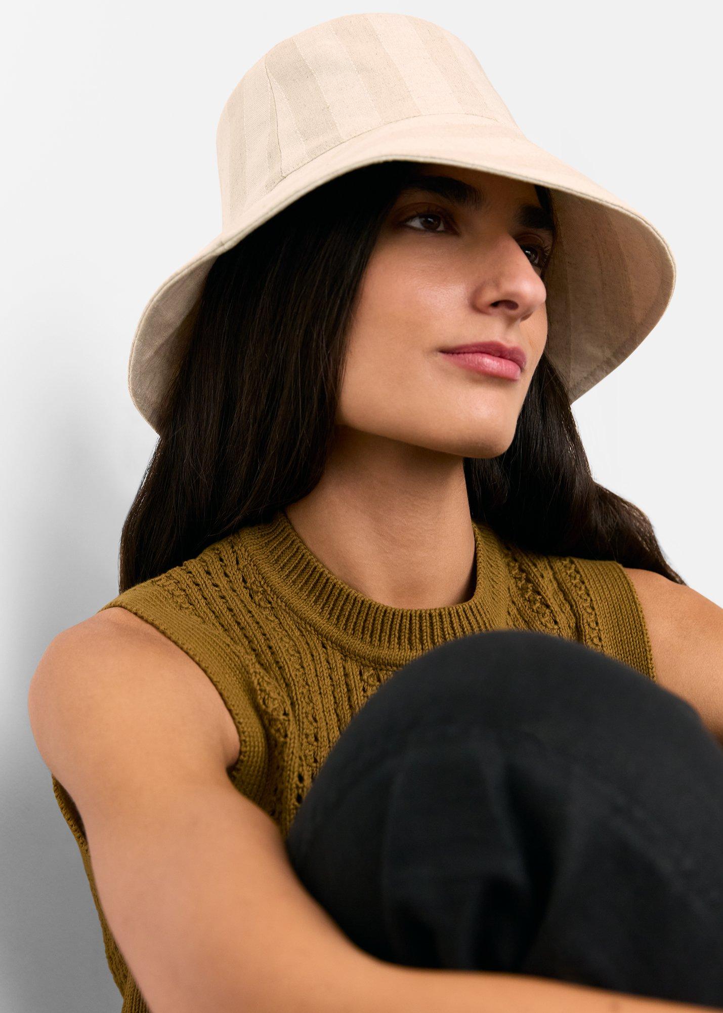 Neutral Stripe Bucket Hat