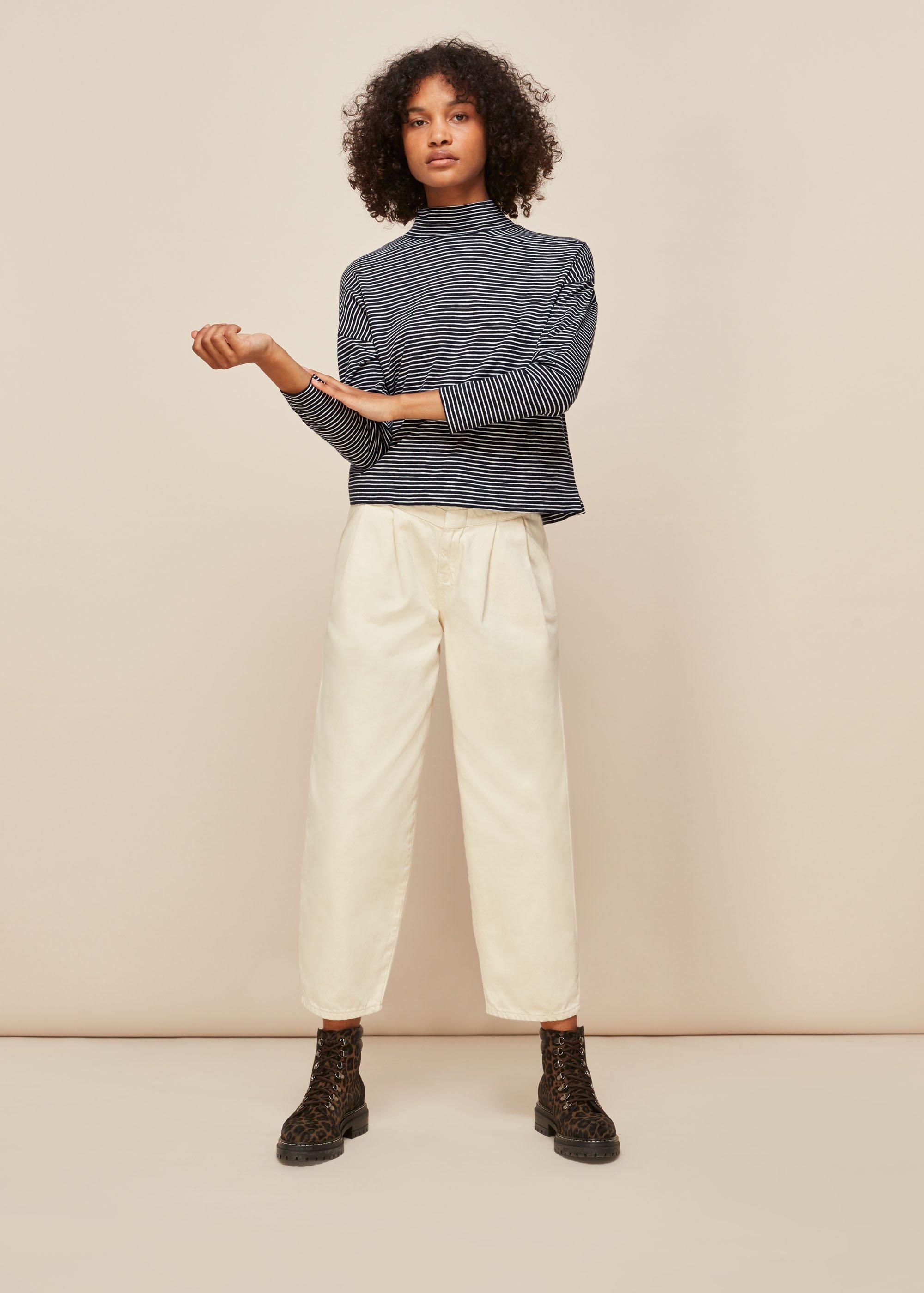 Stripe High Neck Relaxed Top