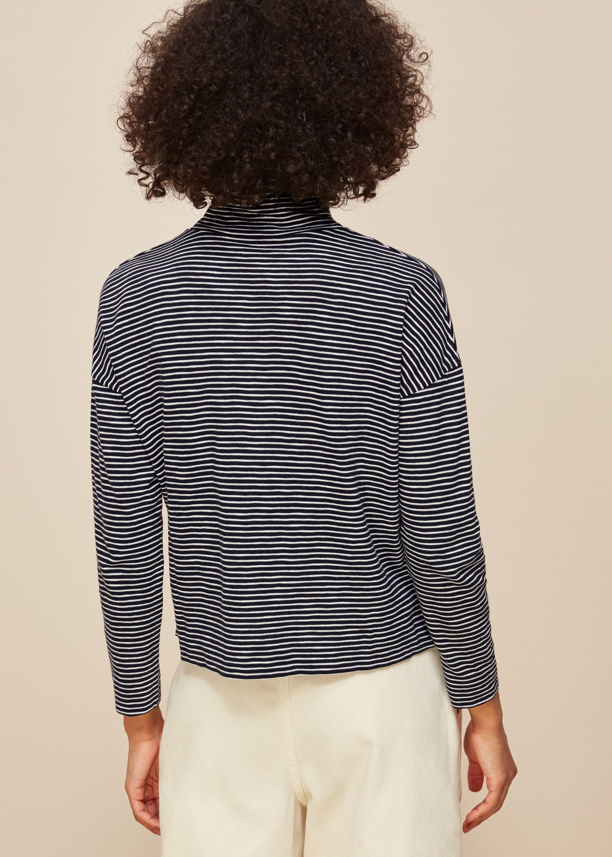 Stripe High Neck Relaxed Top