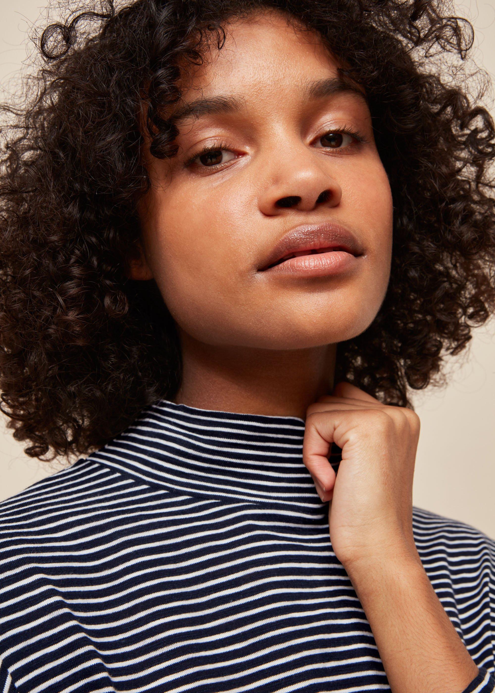 Stripe High Neck Relaxed Top