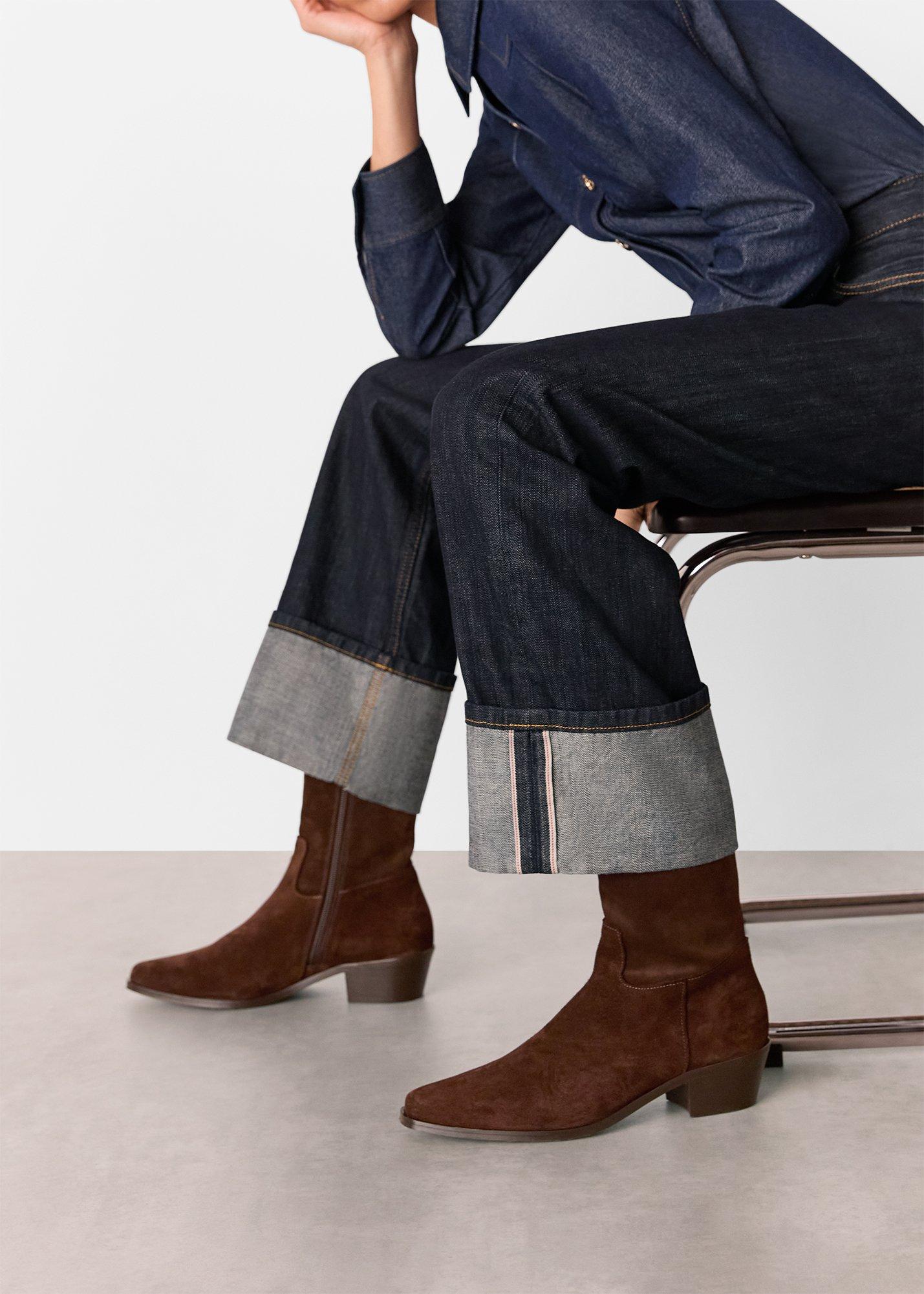 Chocolate Suede Clean Western Boot