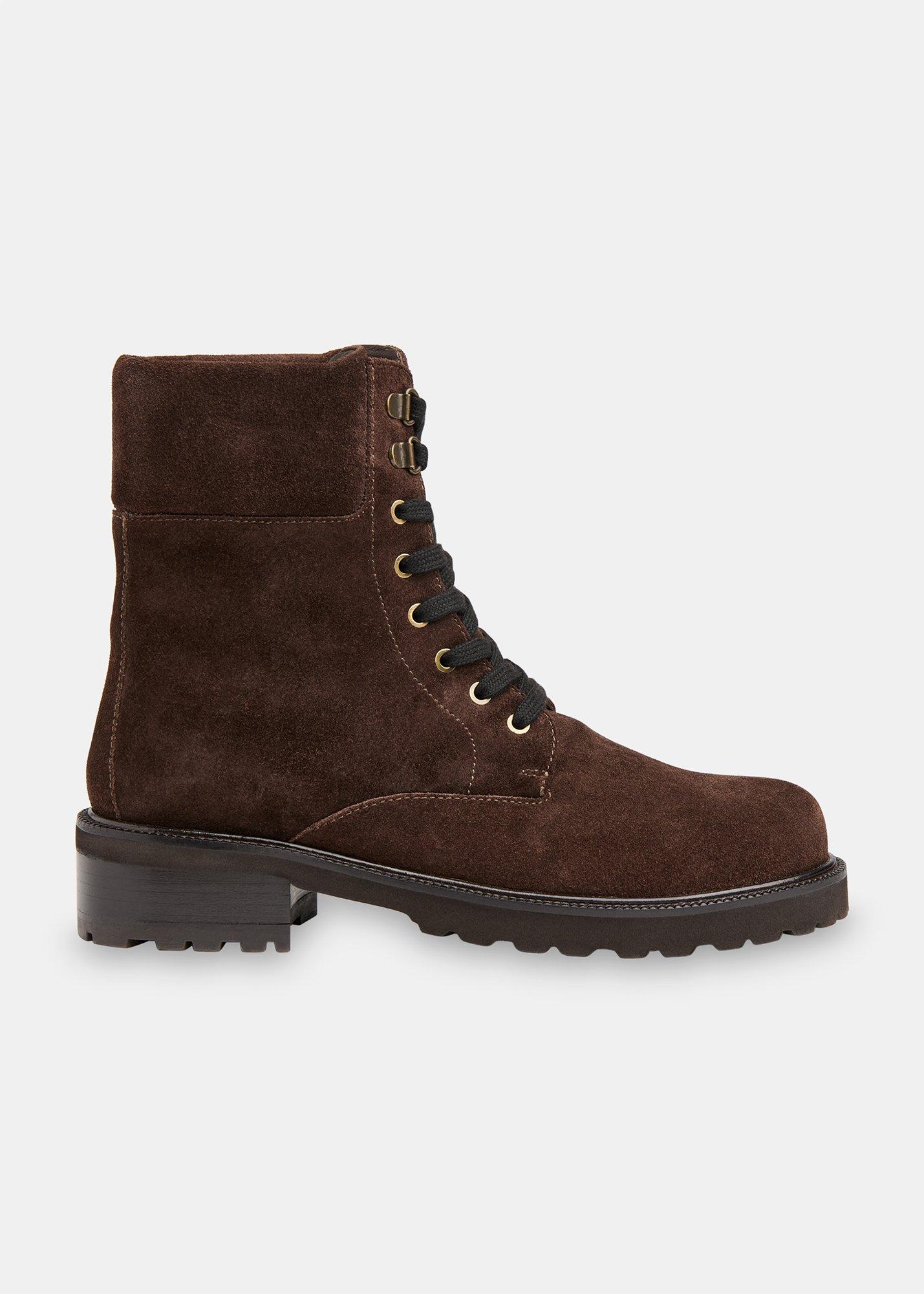 Chocolate Suede Lace Up Boot