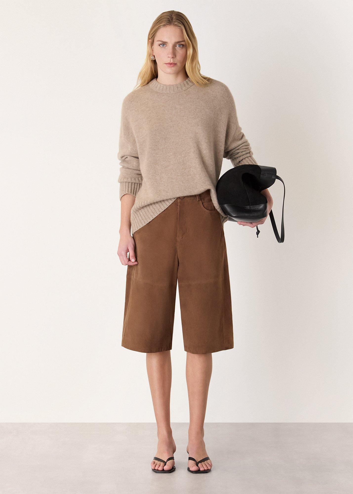 Brown Suede Longline Short