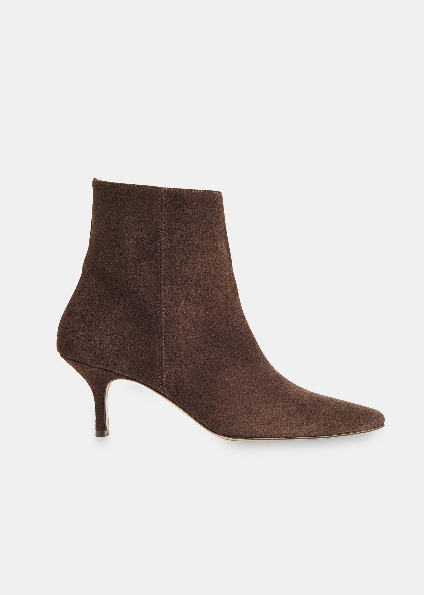Chocolate Suede Pointed Heeled Boot