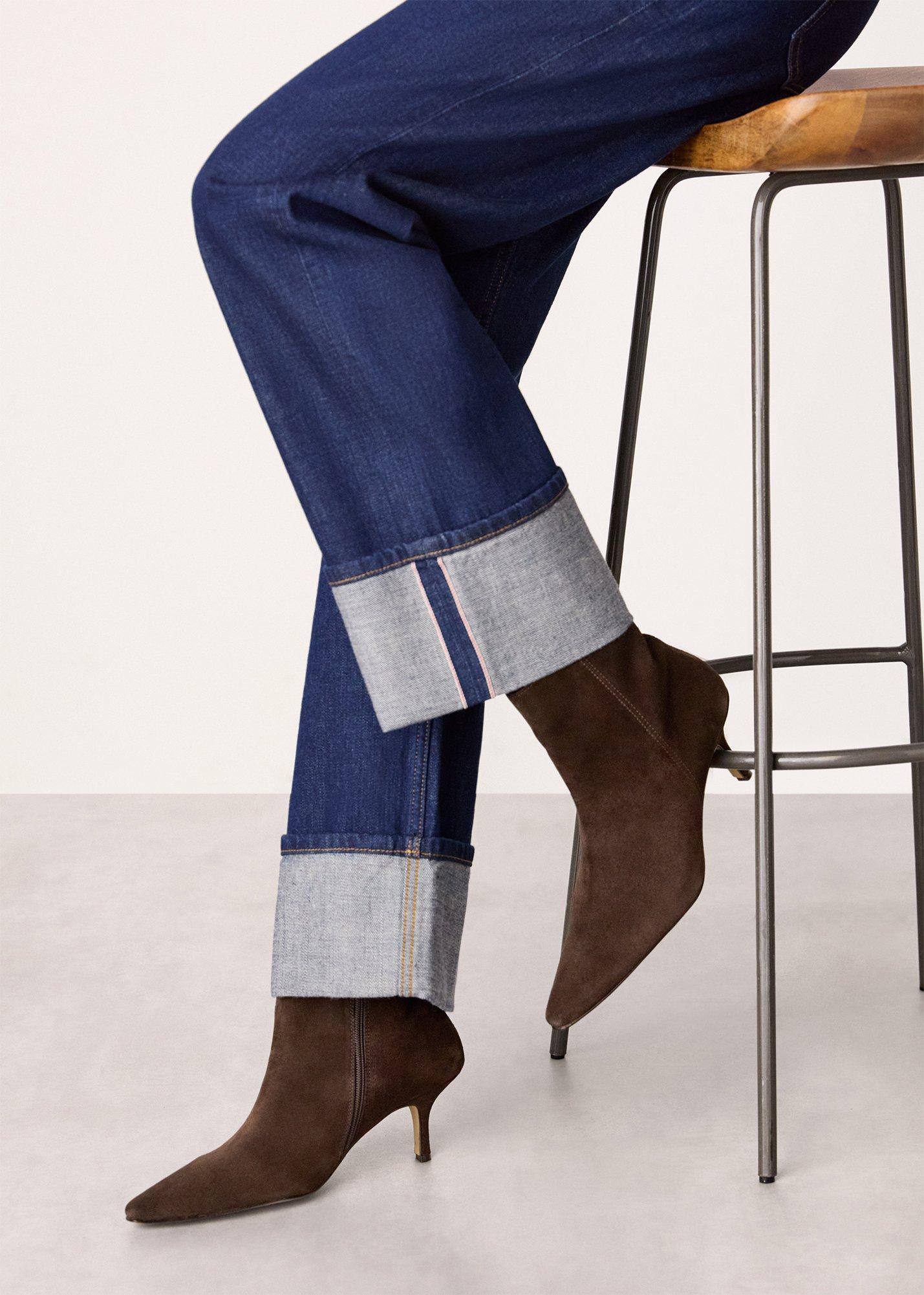 Chocolate Suede Pointed Heeled Boot