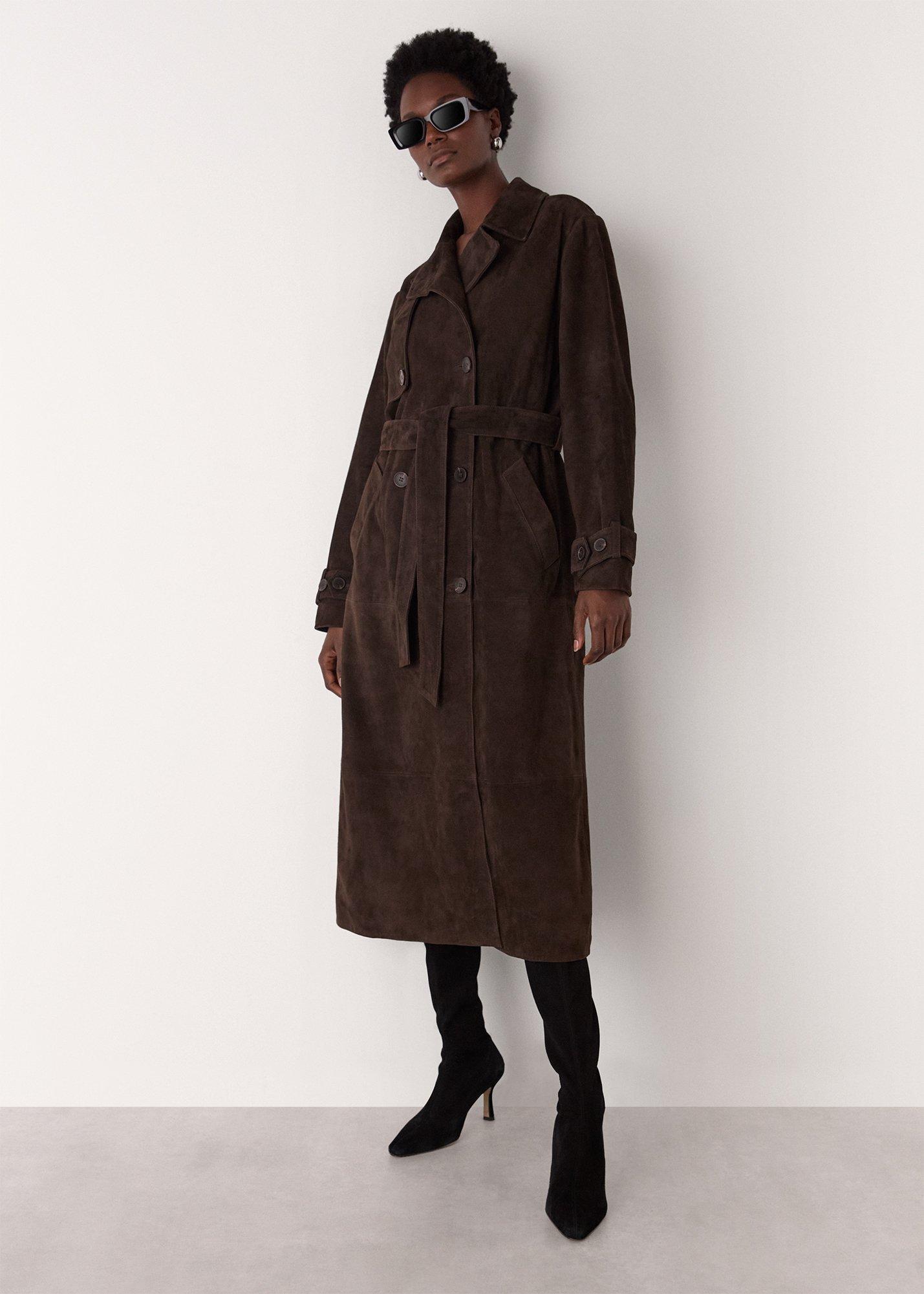 Chocolate Suede Trench Coat