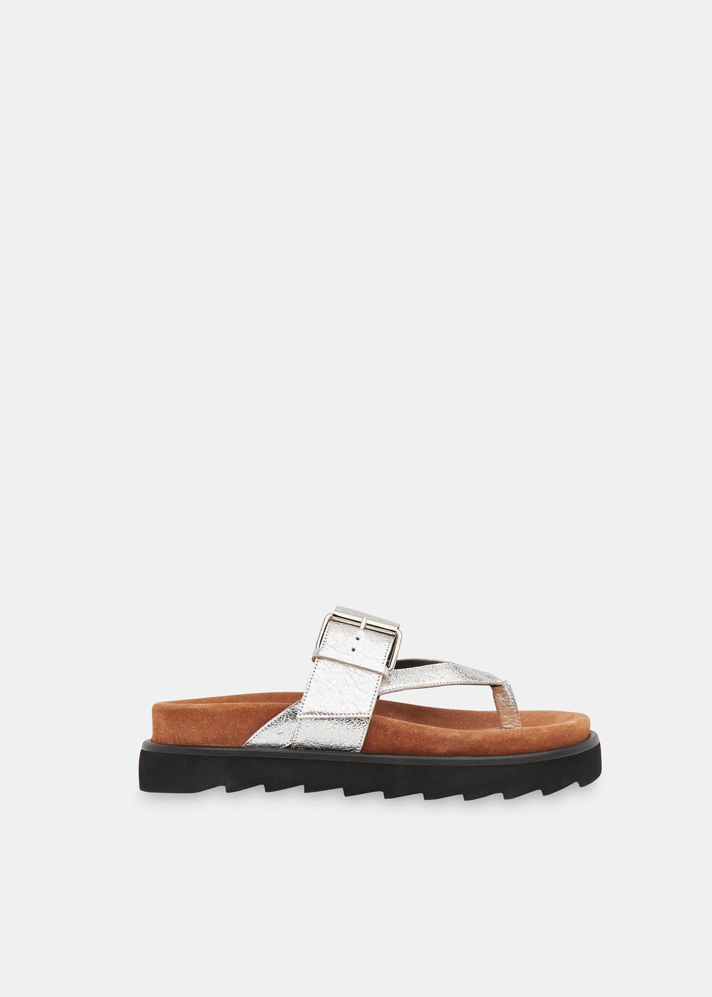 Silver Sutton Toe Post Buckle Sandal