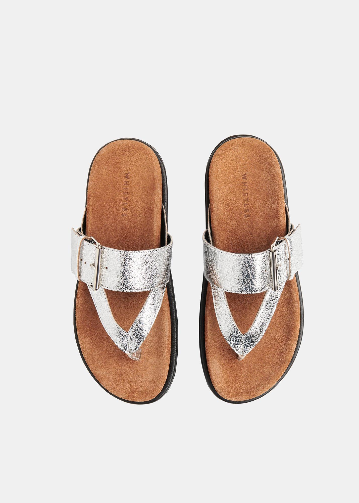 Silver Sutton Toe Post Buckle Sandal