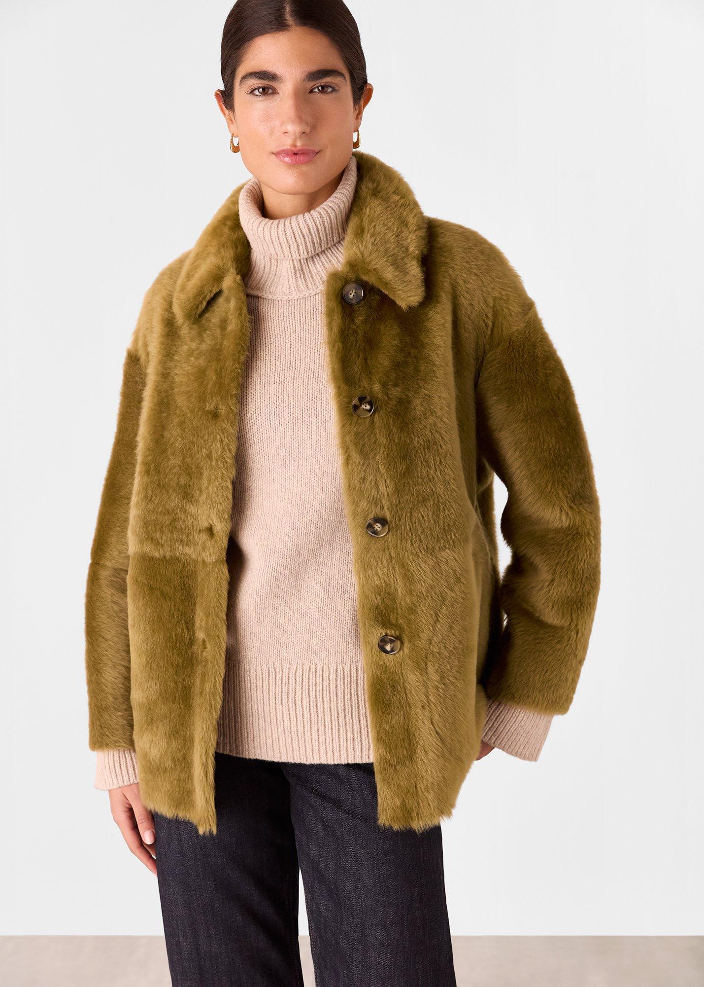 Olive Tamina Short Shearling Coat