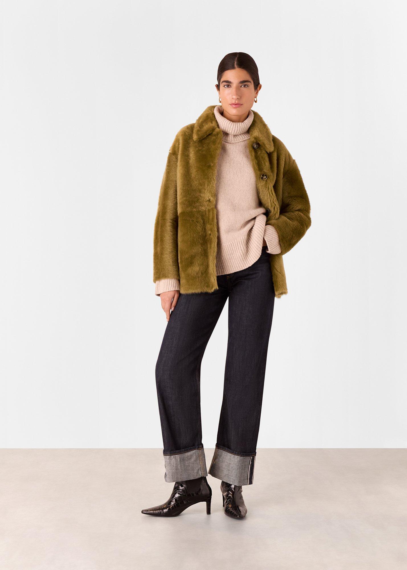Olive Tamina Short Shearling Coat