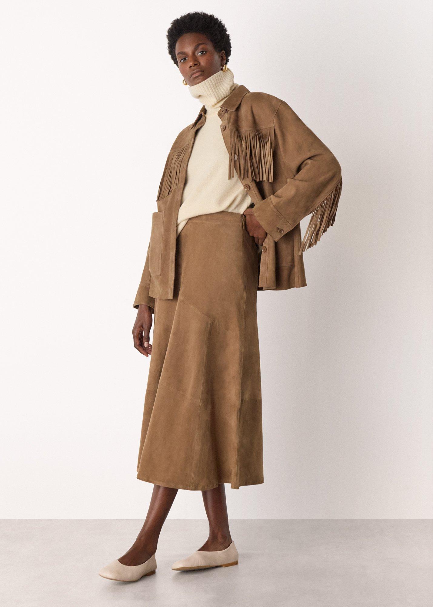 Taupe Tassel Suede Jacket