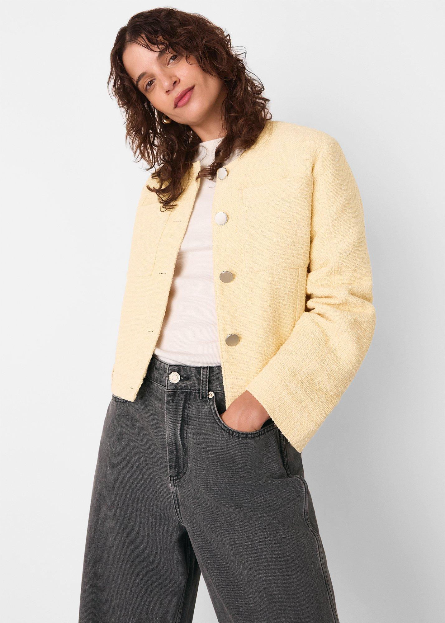 Textured Collarless Jacket