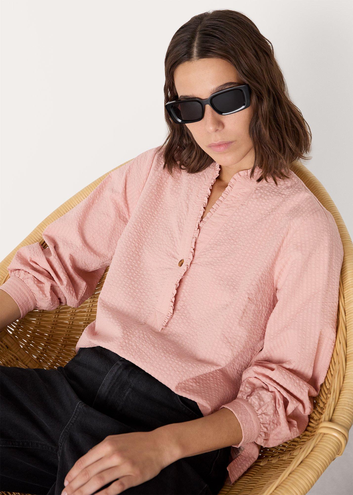 Pale Pink Textured Frill Shirt
