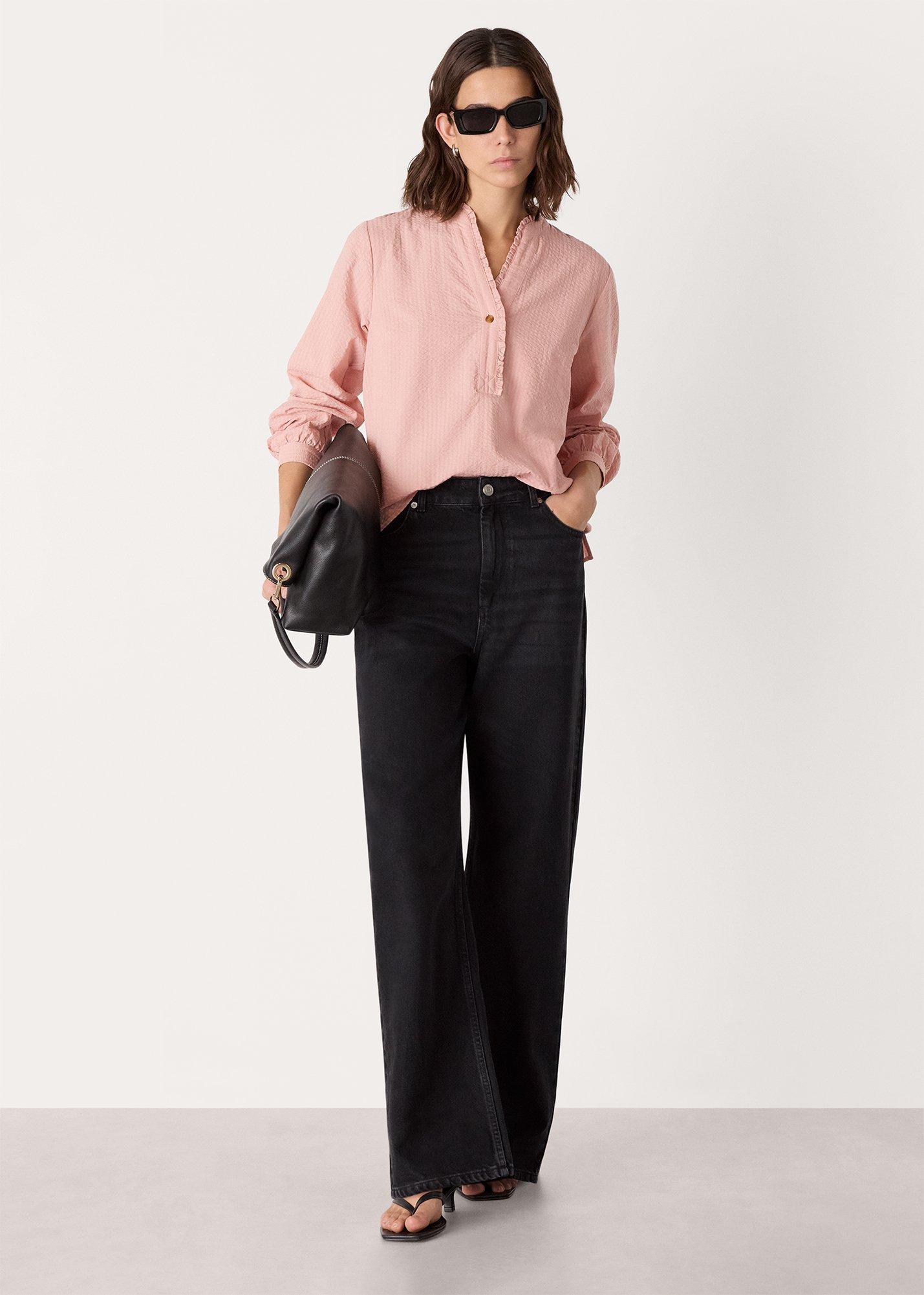Pale Pink Textured Frill Shirt