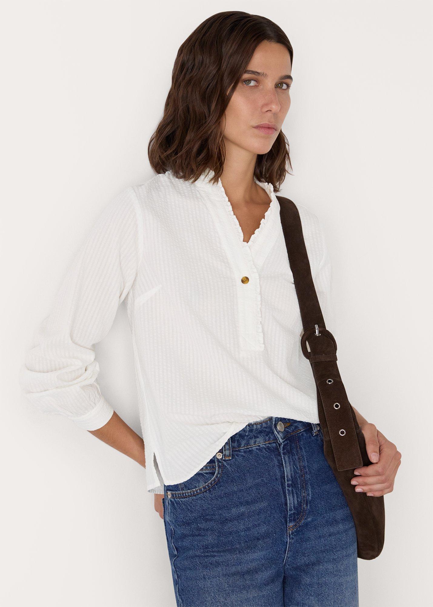 White Textured Frill Shirt