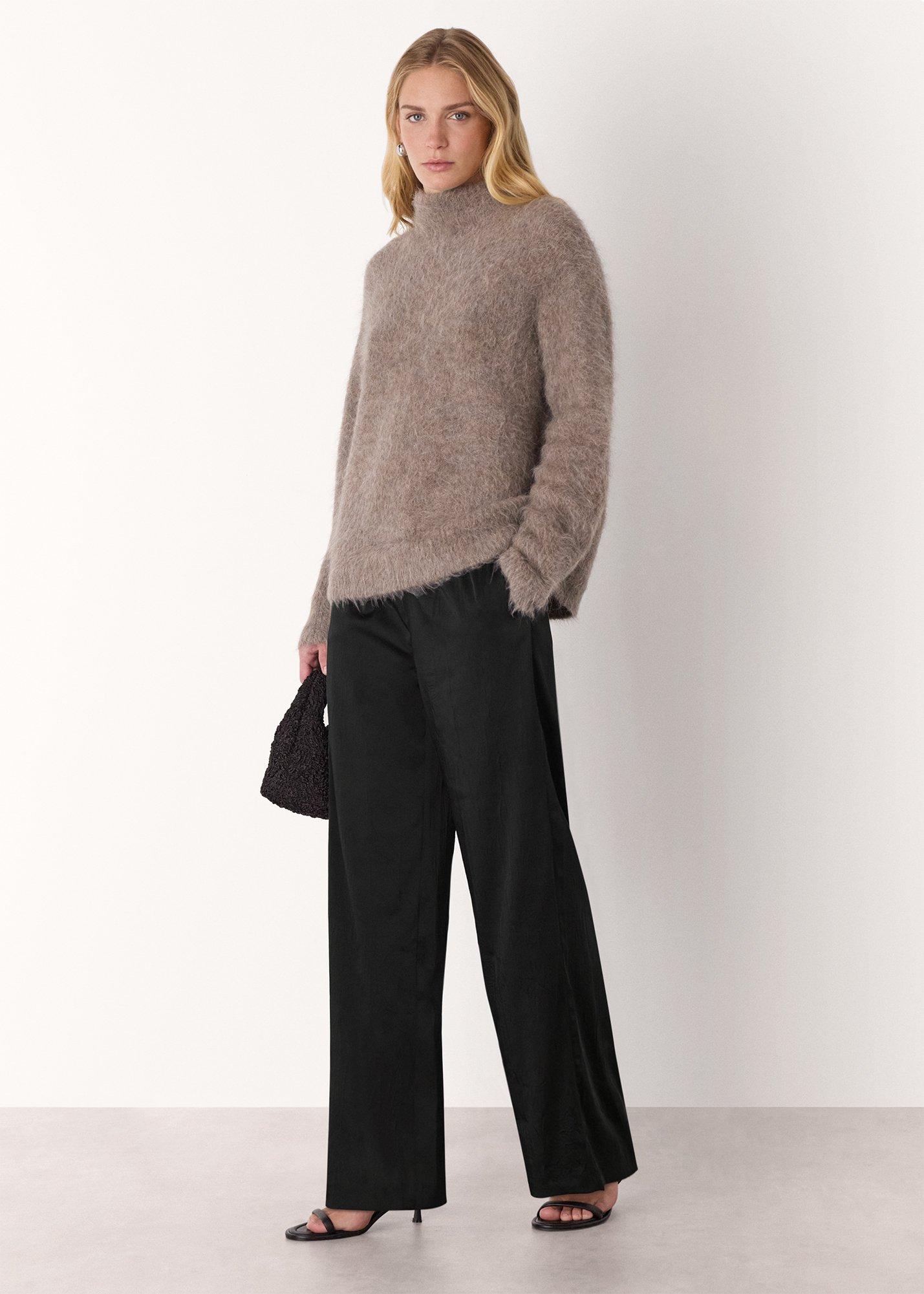 Textured Satin Pintuck Trouser