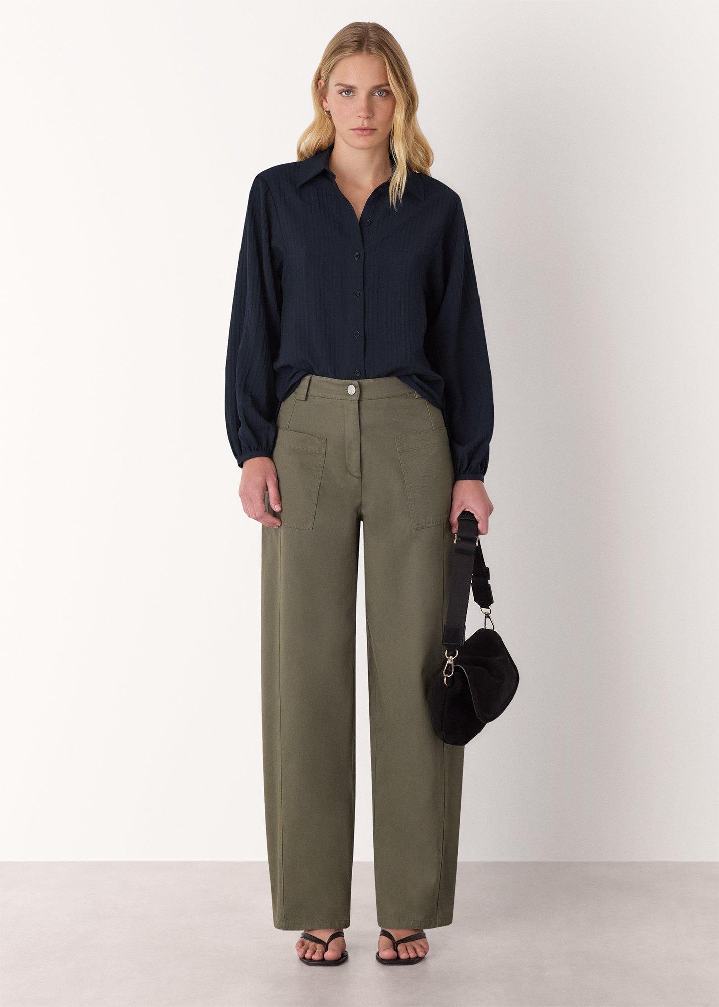 Navy Textured Relaxed Viscose Shirt