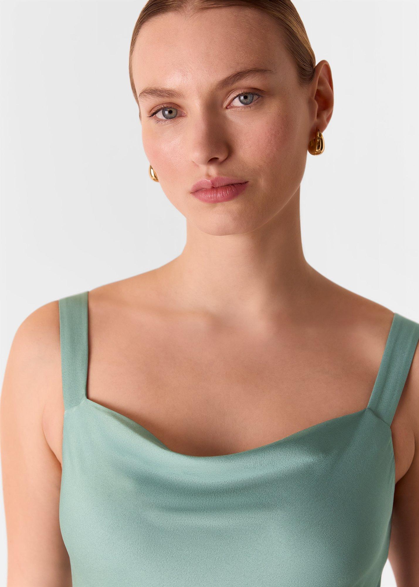 Sage Green Thea Cowl Satin Maxi Dress