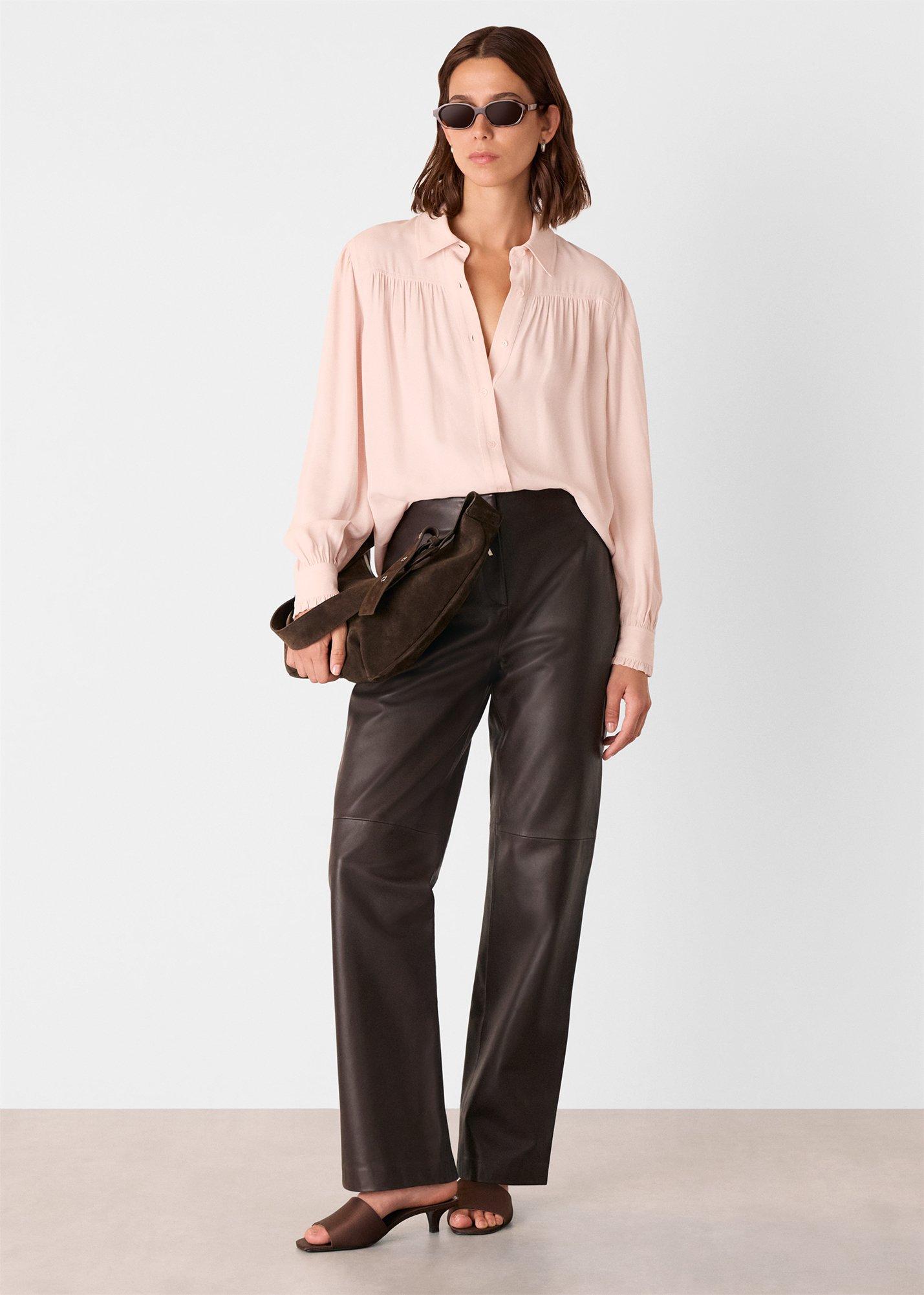 Pale Pink Tie Detail Crepe Blouse