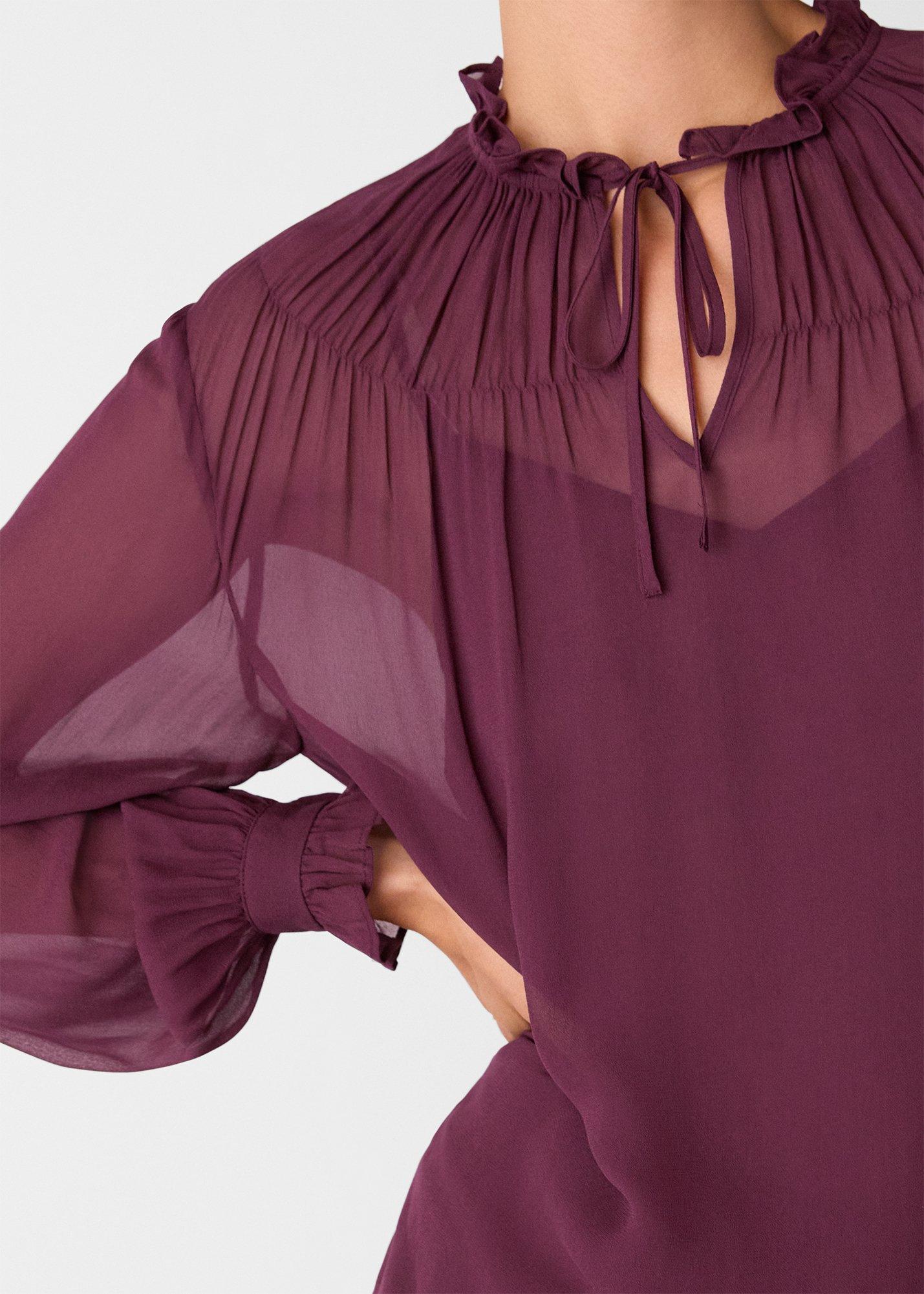 Tie Neck Detail Sheer Blouse