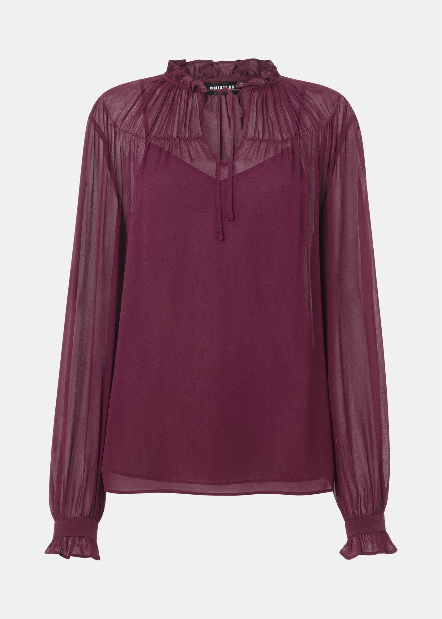 Tie Neck Detail Sheer Blouse