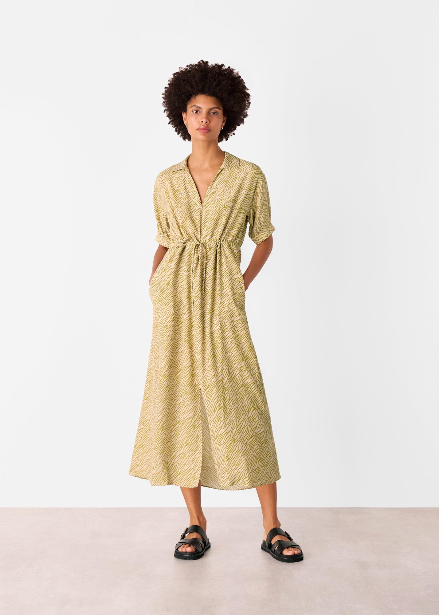 Green Tiger Flame Midi Dress