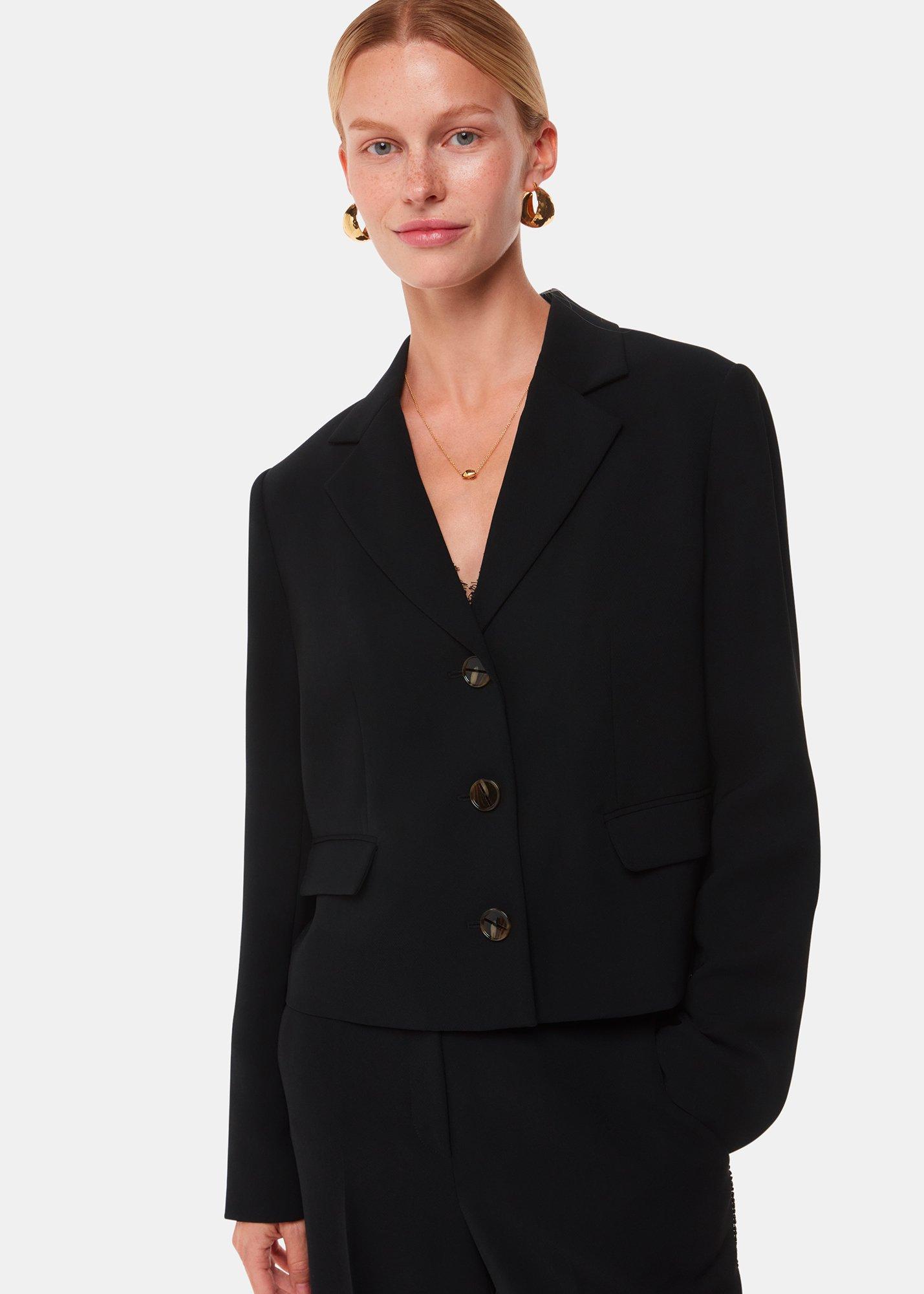 Black Tailored Short Crepe Blazer