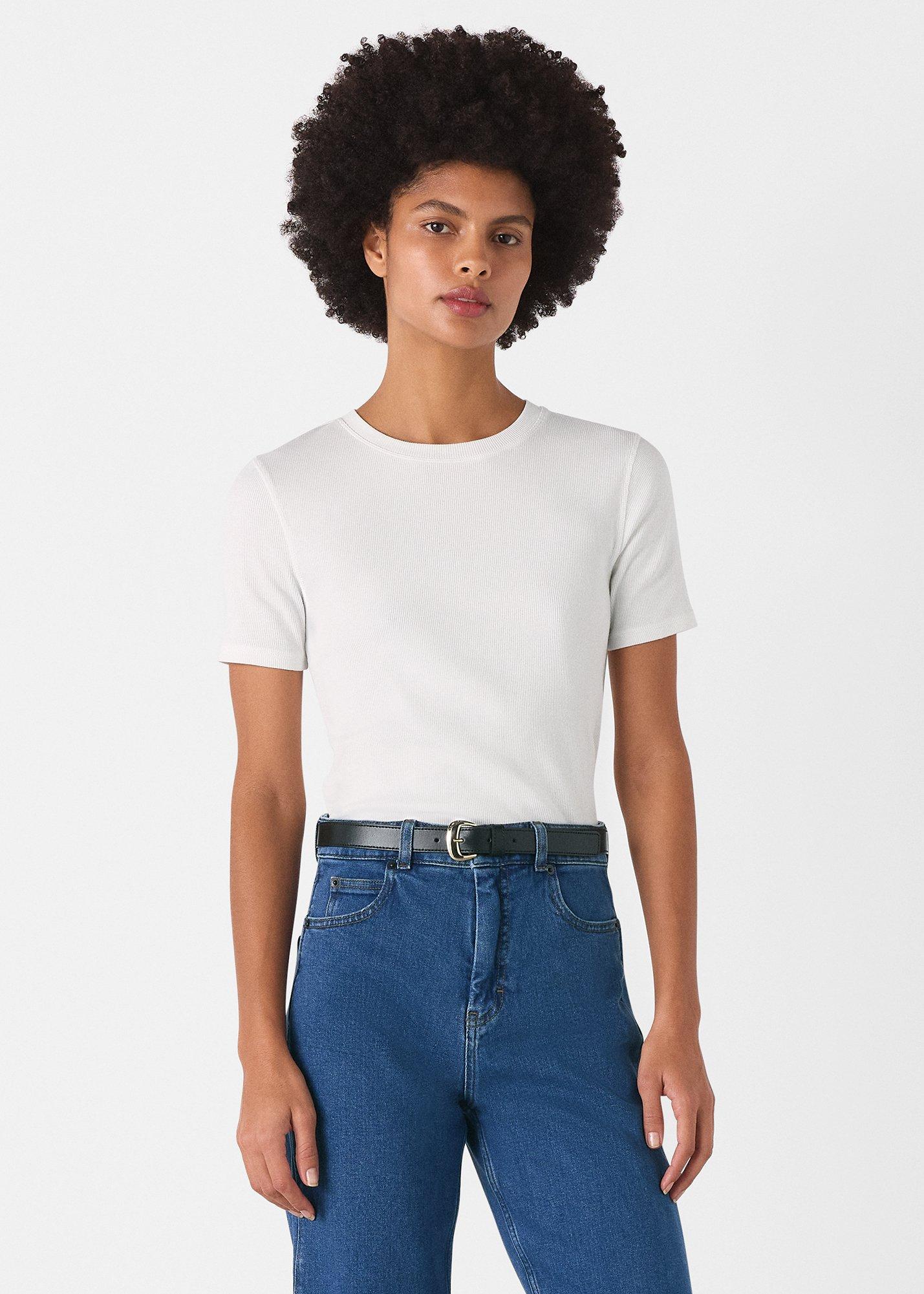 White Ultimate Rib Crew Neck T-Shirt