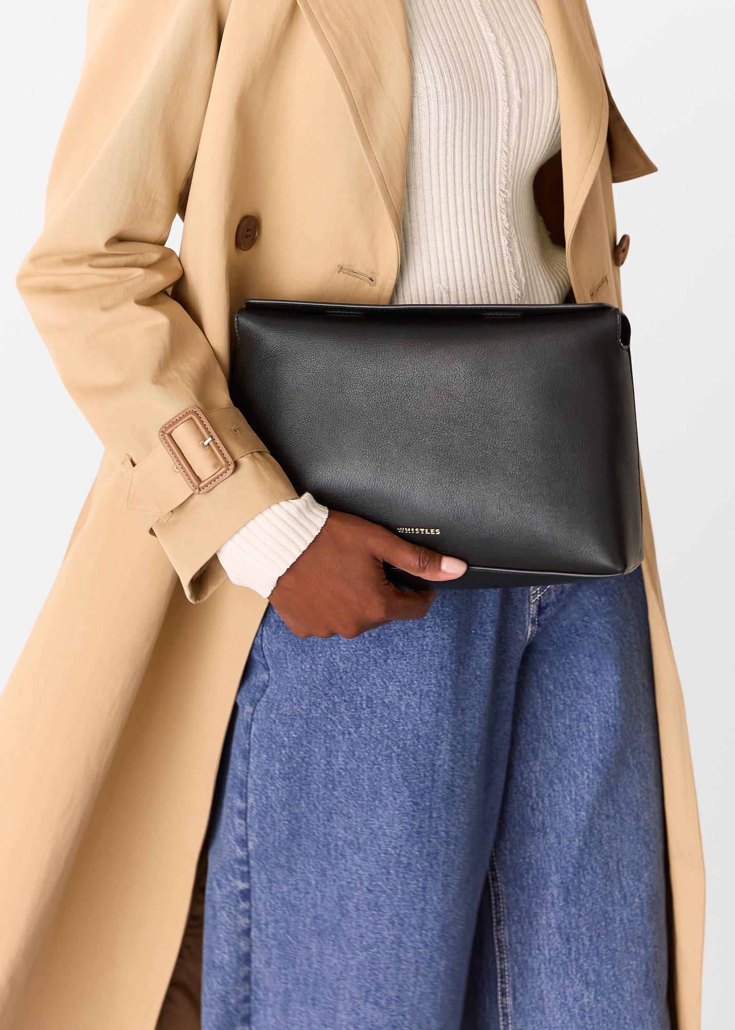 Black Fia Foldtop Clutch Bag