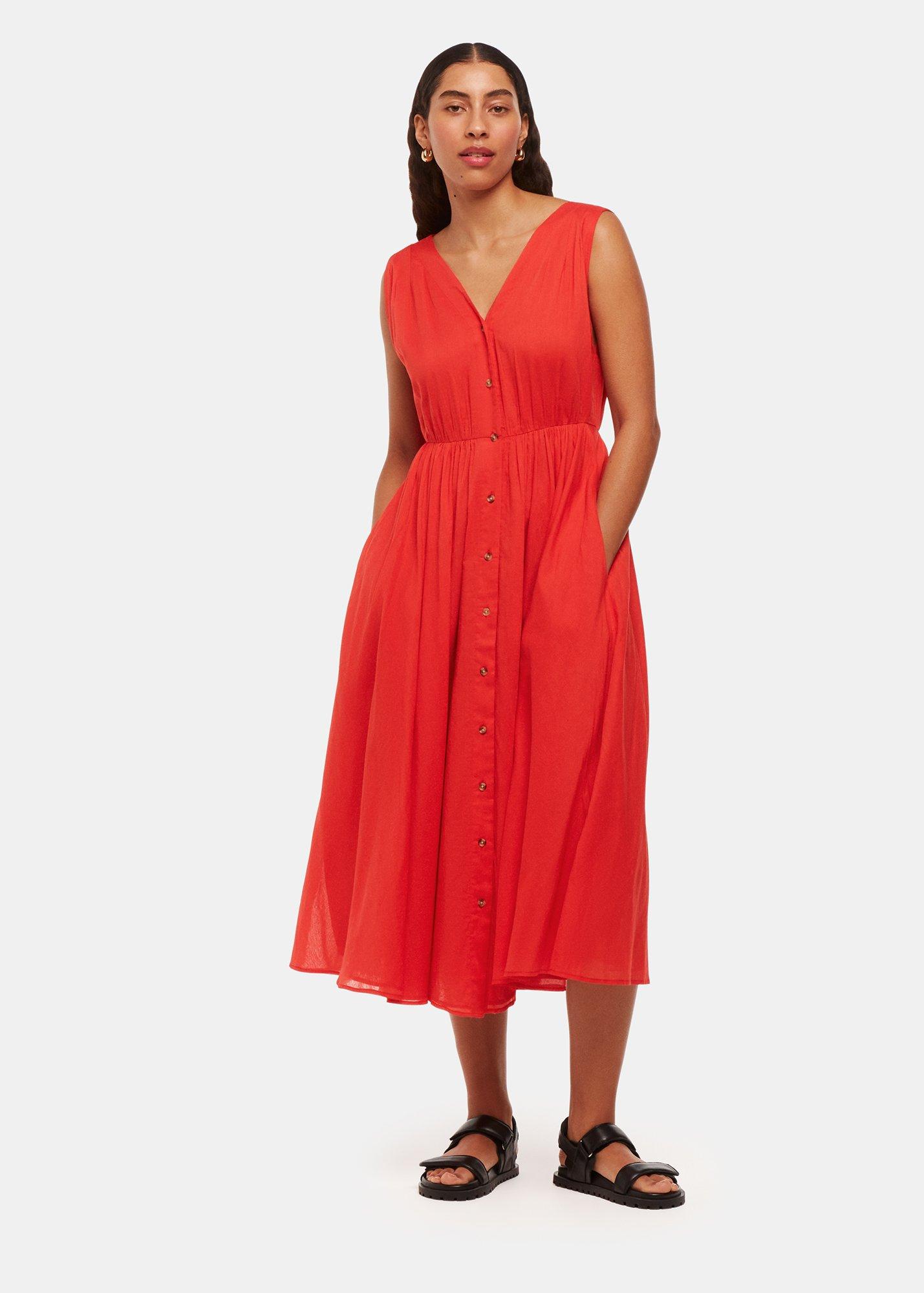 Red V Neck Beach Dress