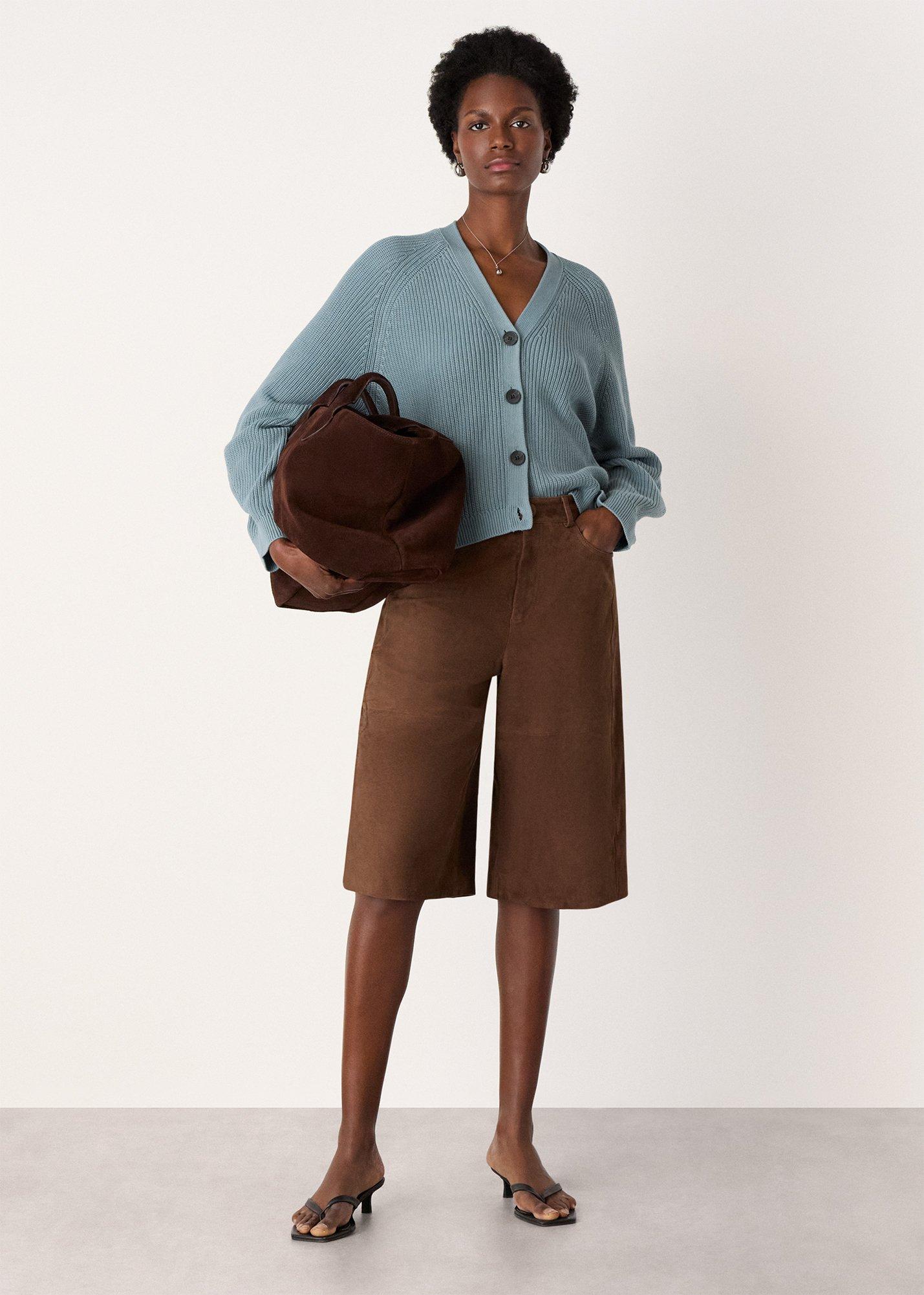 Blue V Neck Cotton Cardigan