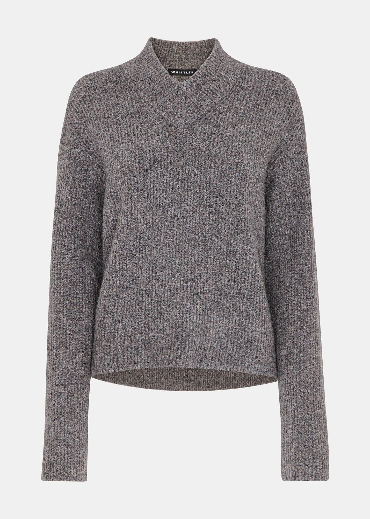 V Neck Wool Mix Knit
