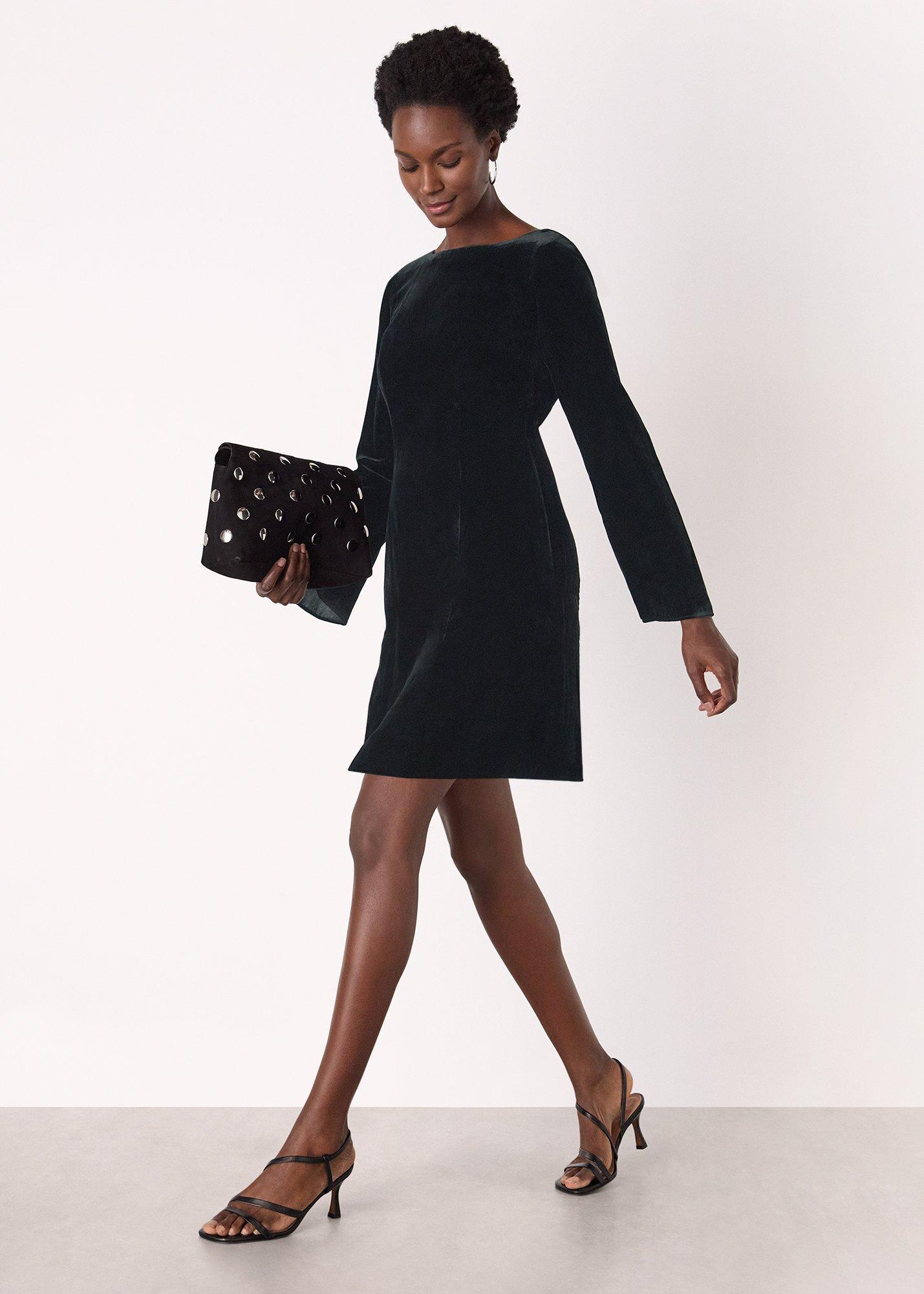 Black Velvet Flare Sleeve Dress