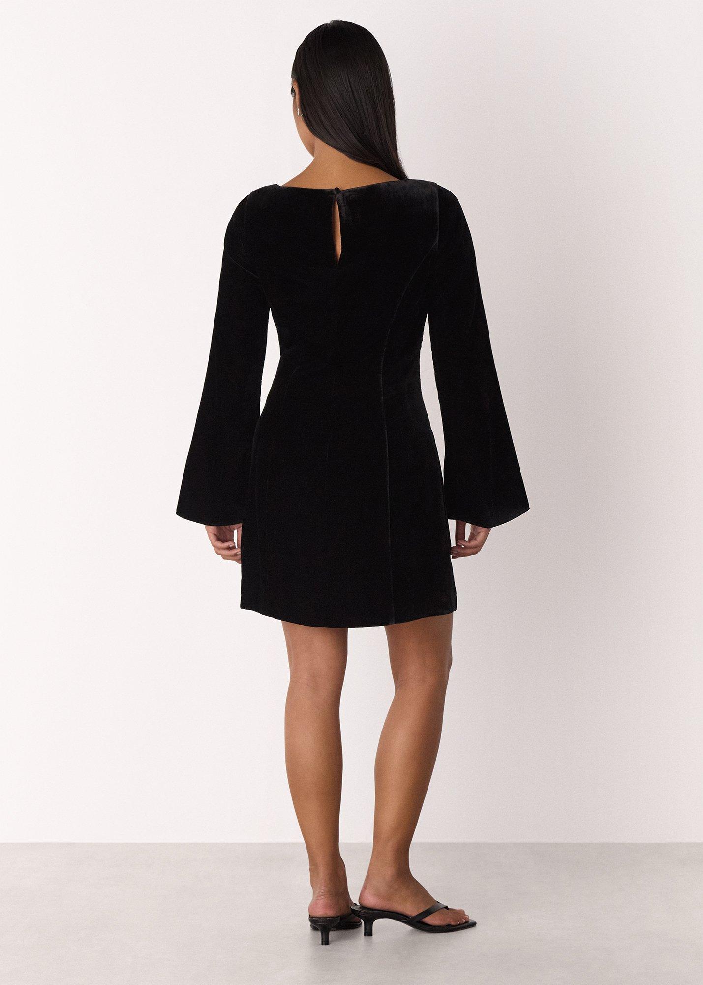 Petite Velvet Flare Sleeve Dress