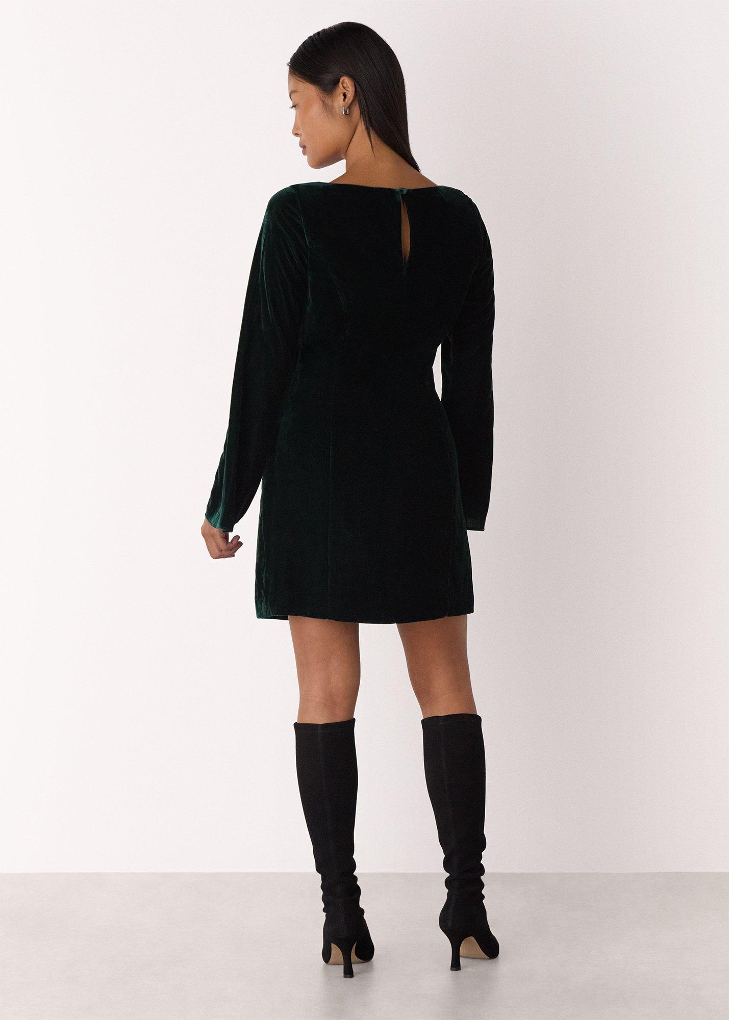 Petite Velvet Flare Sleeve Dress
