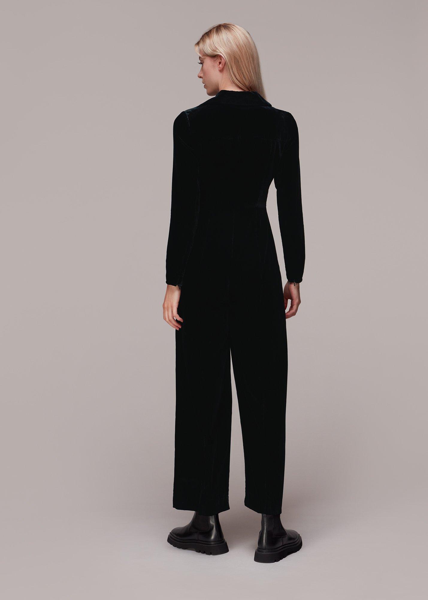 Velvet Zip Front Jumpsuit