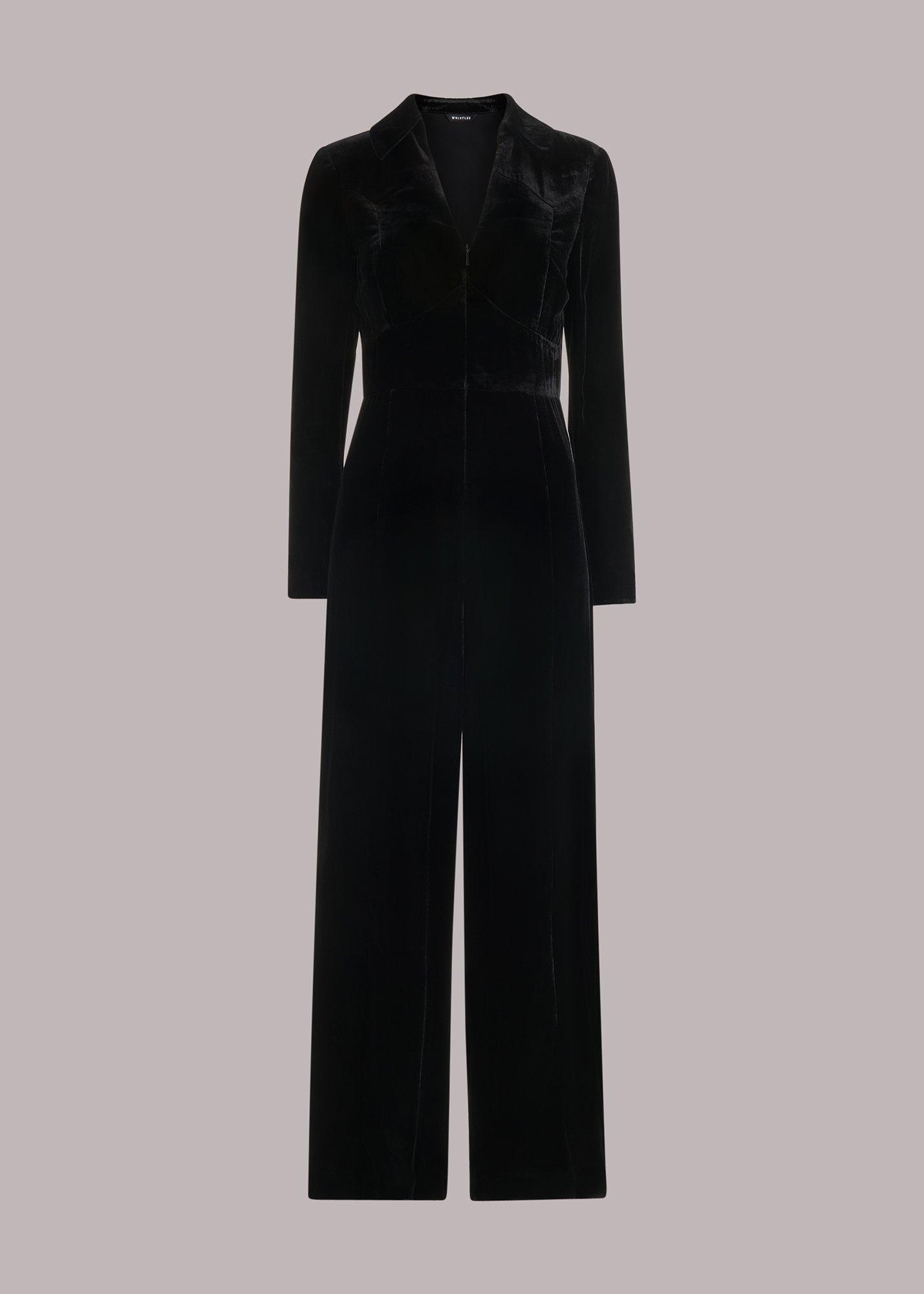 Velvet Zip Front Jumpsuit