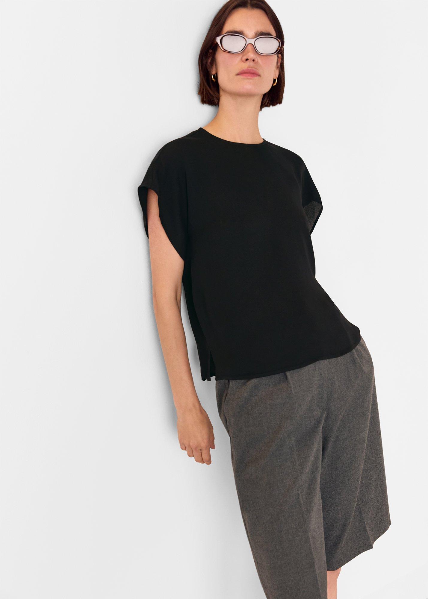 Short Sleeve Crepe Shell Top