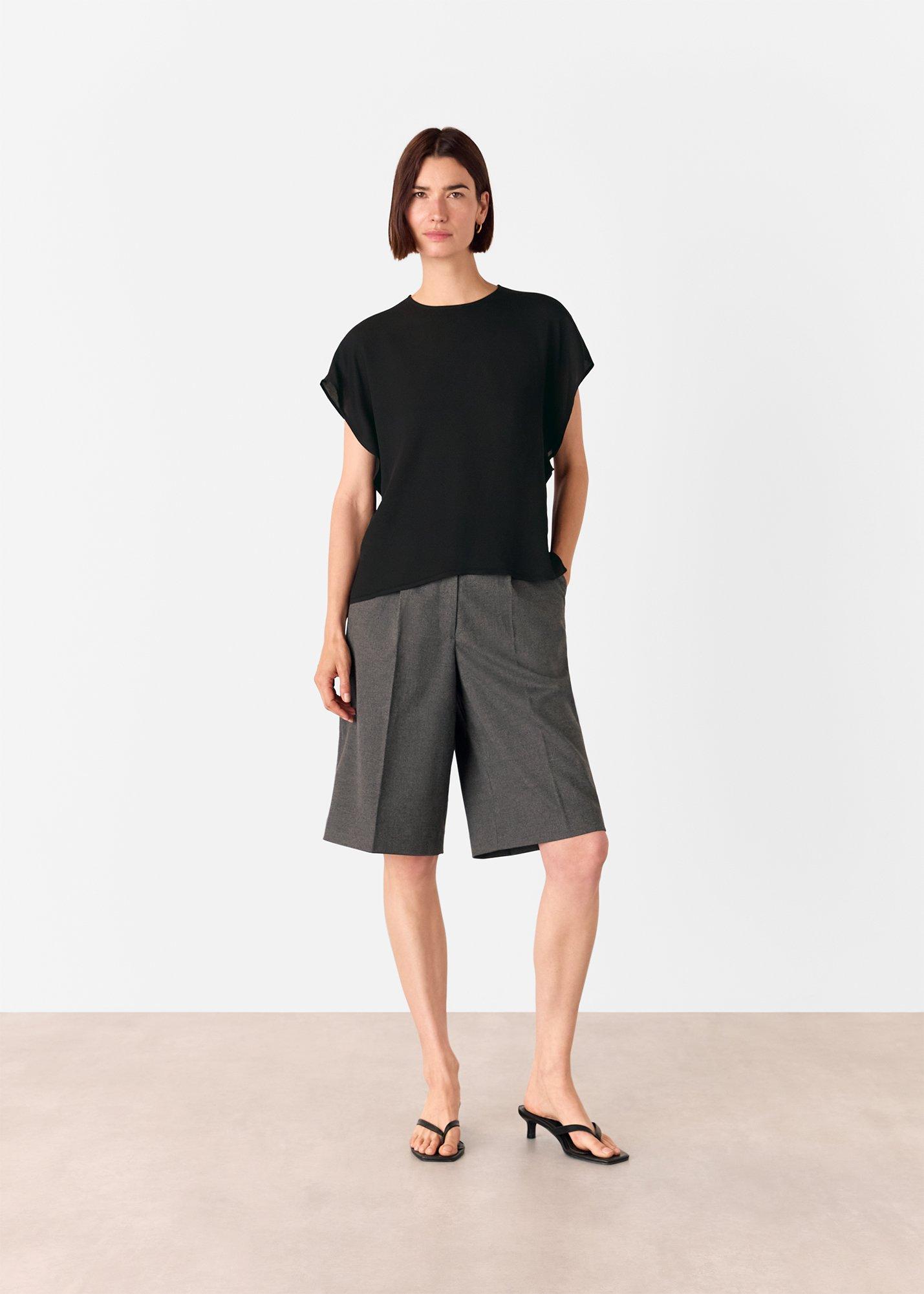 Short Sleeve Crepe Shell Top