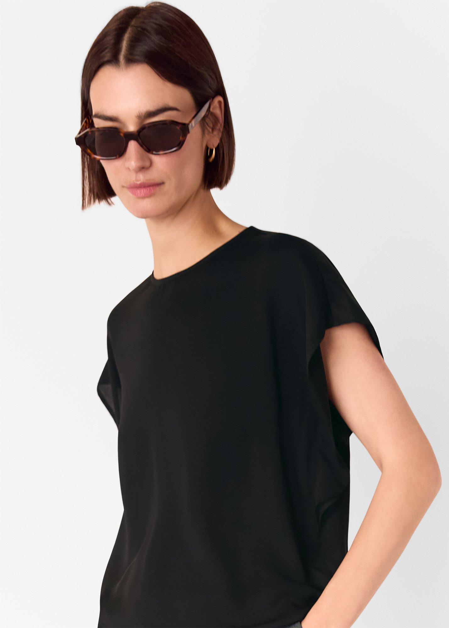 Short Sleeve Crepe Shell Top