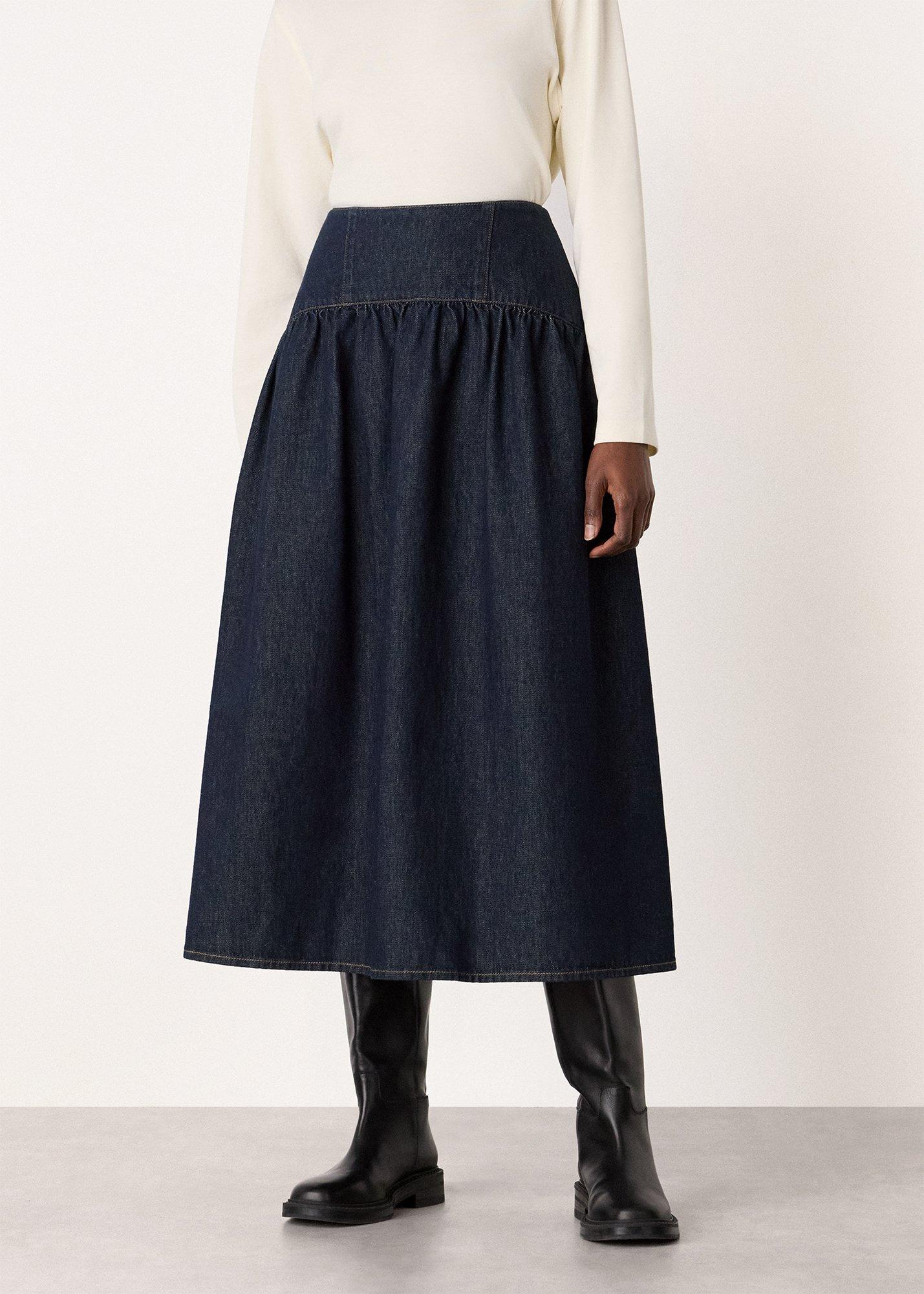 Denim Waisted Midi Skirt