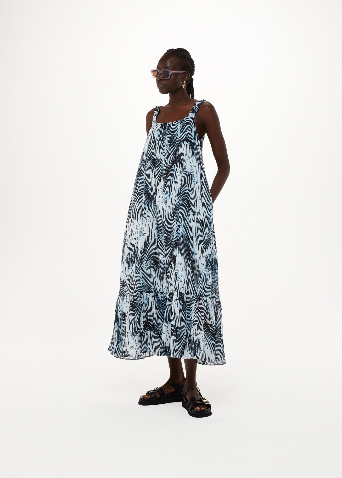 Blue Warped Tiger Rhea Dress