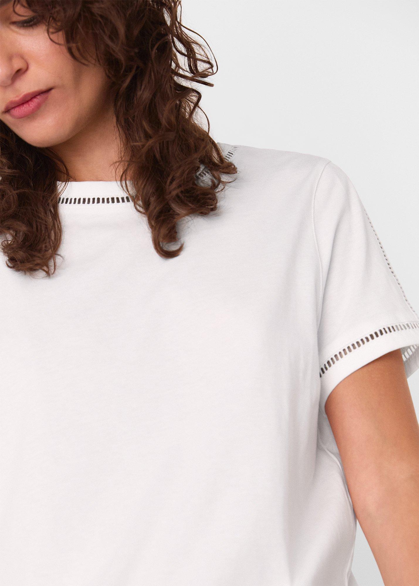 White Broderie Trim Detail Tee