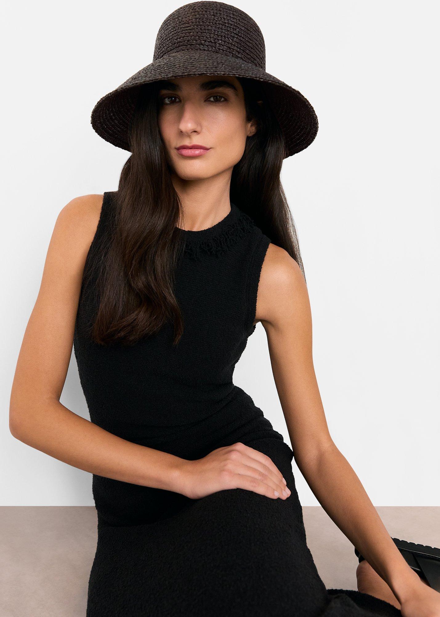 Black Wide Brim Straw Hat