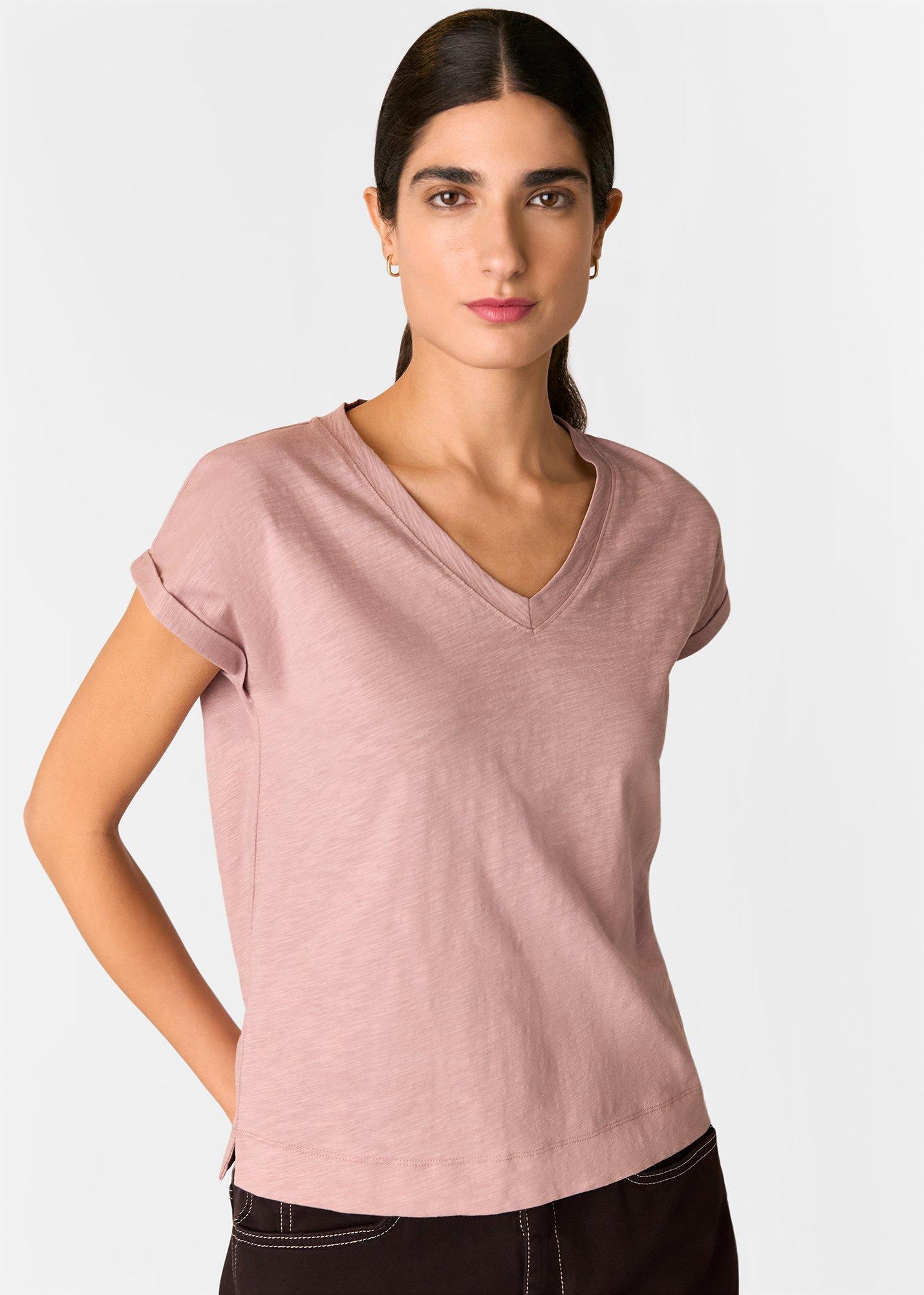 Dusty Pink Willa V-Neck Cap Sleeve Tee