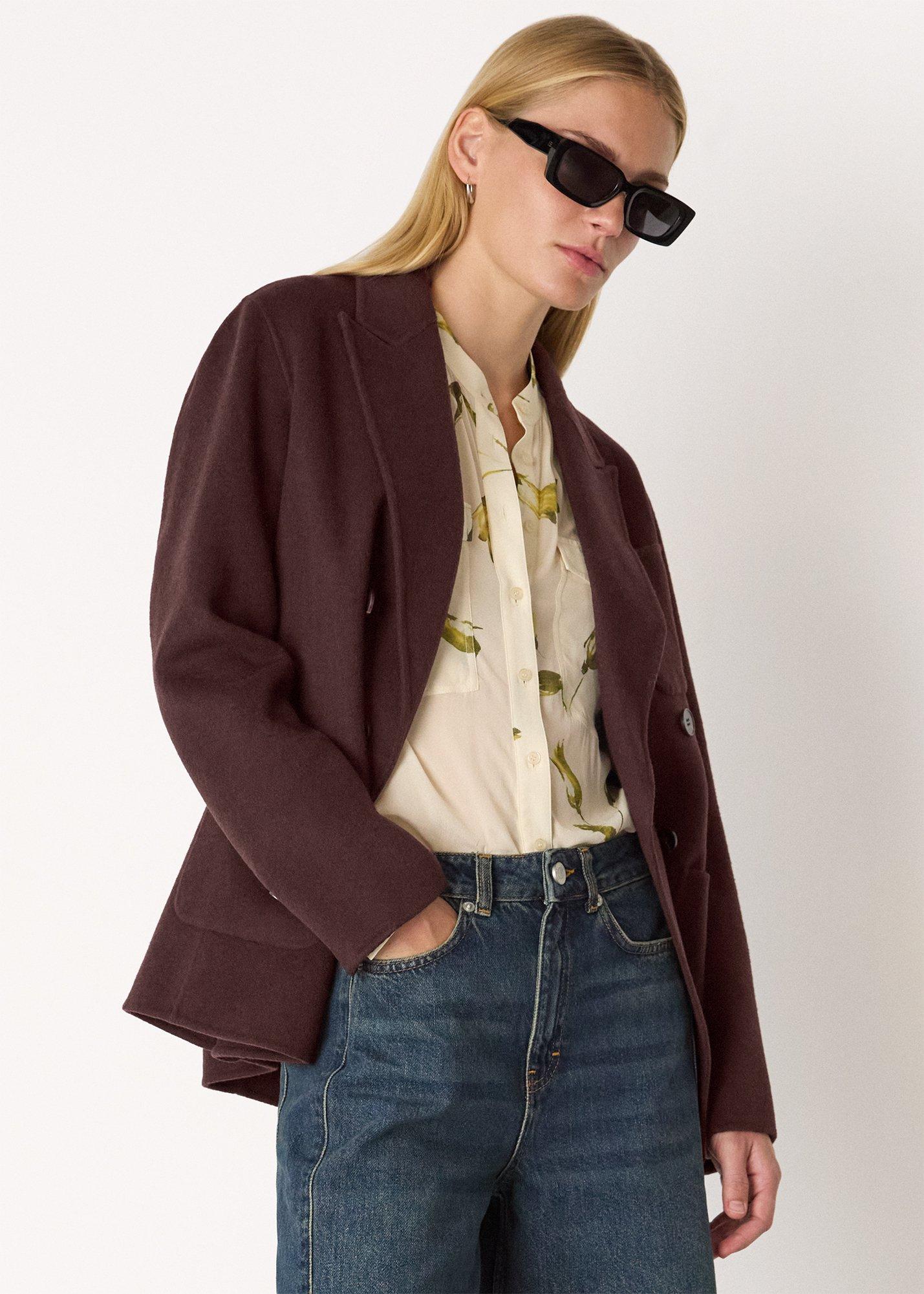 Chocolate Wool Blazer Coat