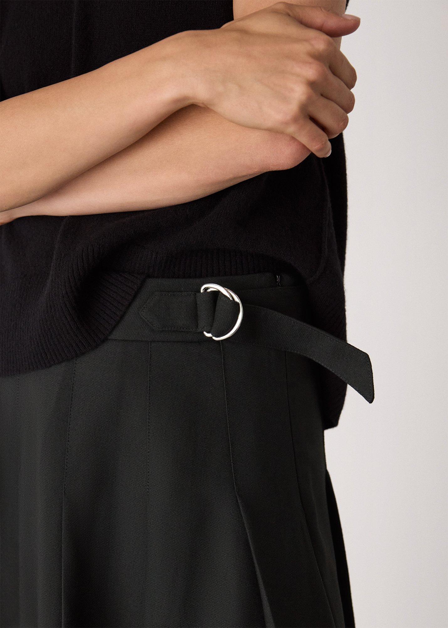 Wool Blend Pleated Kilt Skirt